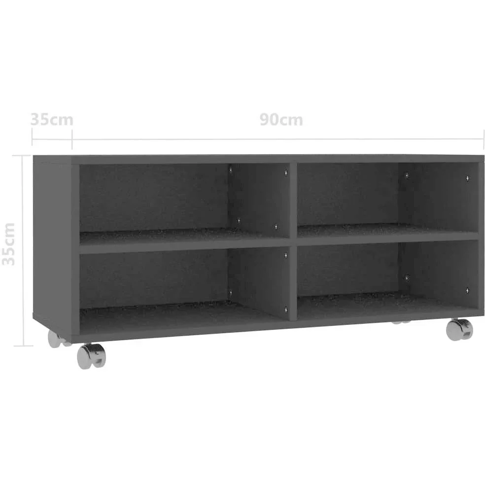 TV-Schrank mit Rollen 90x35x35 cm Spanplatte schwarz - 1