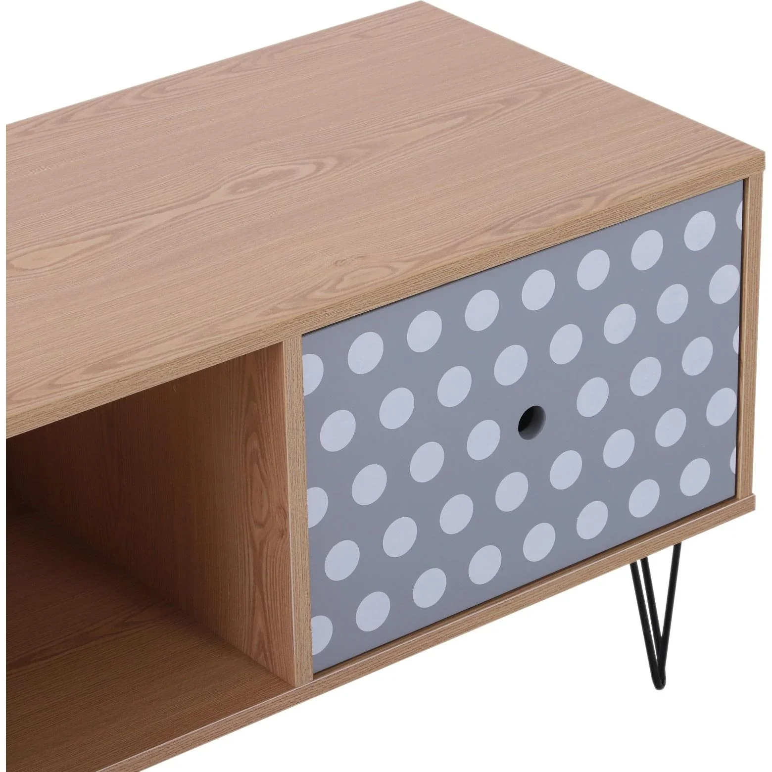 Fernsehtisch Fernsehschrank TV-Board Lowboard Retro-Stil mit Punktmuster Holz 140 x 40 x 44,5 cm - 0