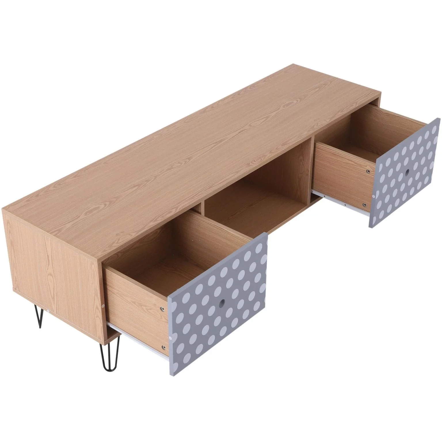 Fernsehtisch Fernsehschrank TV-Board Lowboard Retro-Stil mit Punktmuster Holz 140 x 40 x 44,5 cm - 4