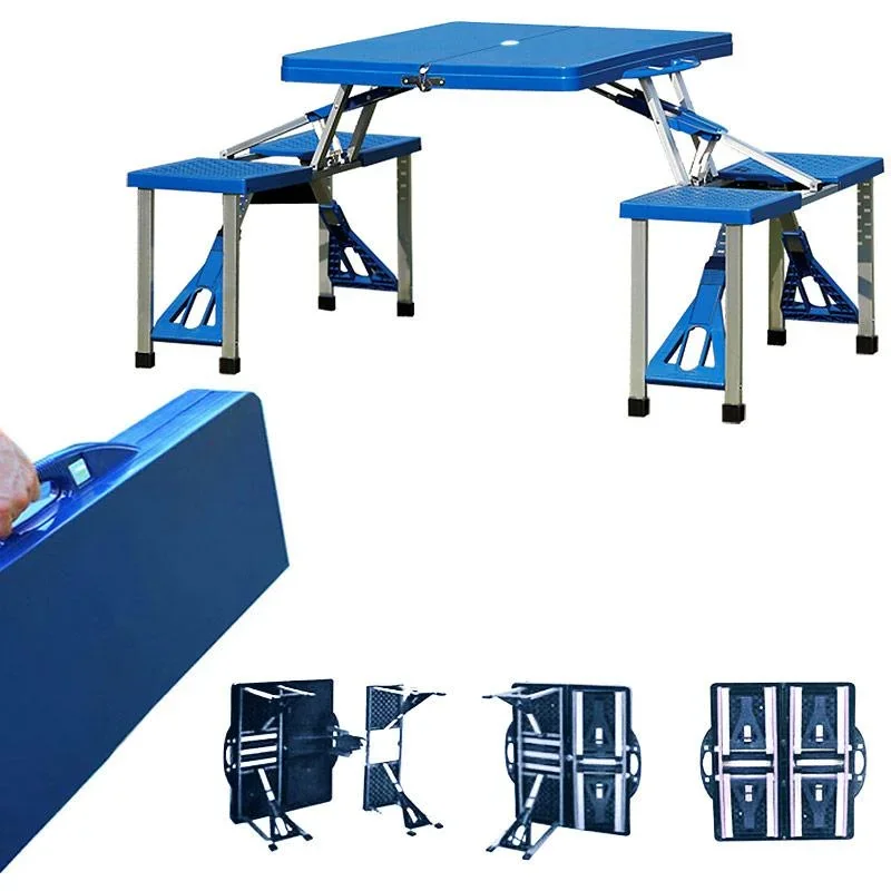 Klappbarer Campingtisch für 4 Personen aluminiumblau - 0
