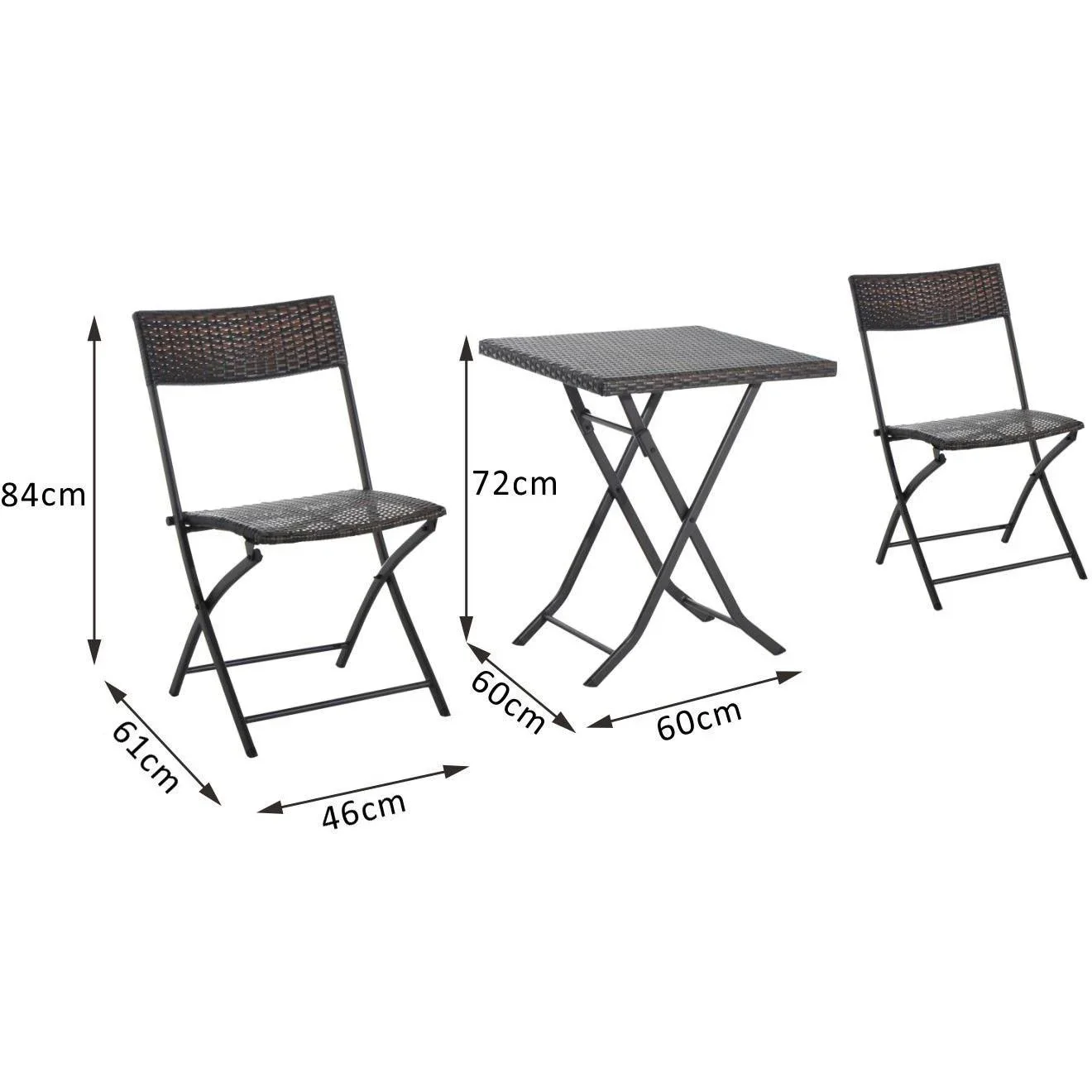 Bistroset Polyrattan 3 tlg, Sitzgarnitur Balkonset - 4