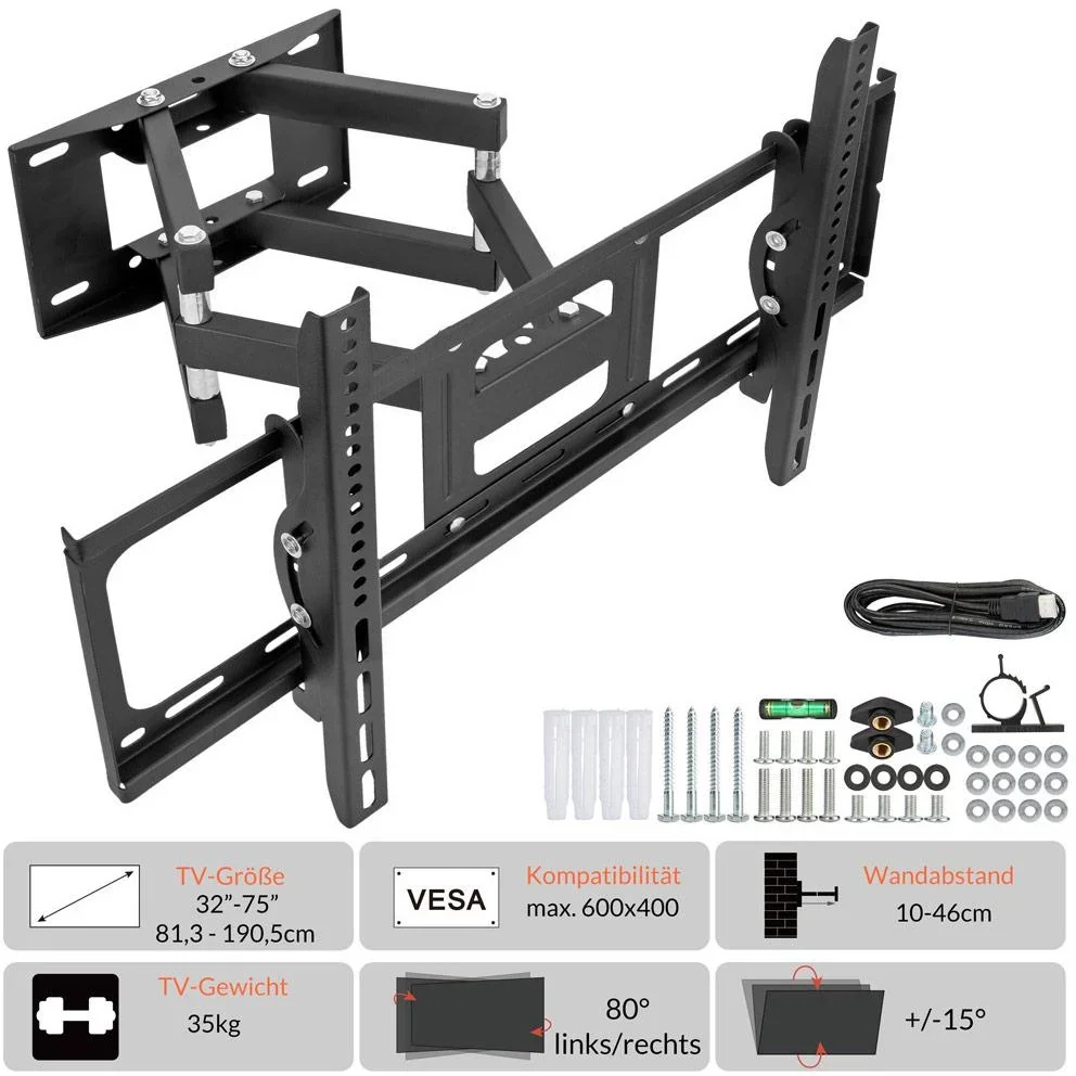 TV-Wandhalterung bis zu 75 Zoll - VESA 600x400 - 1