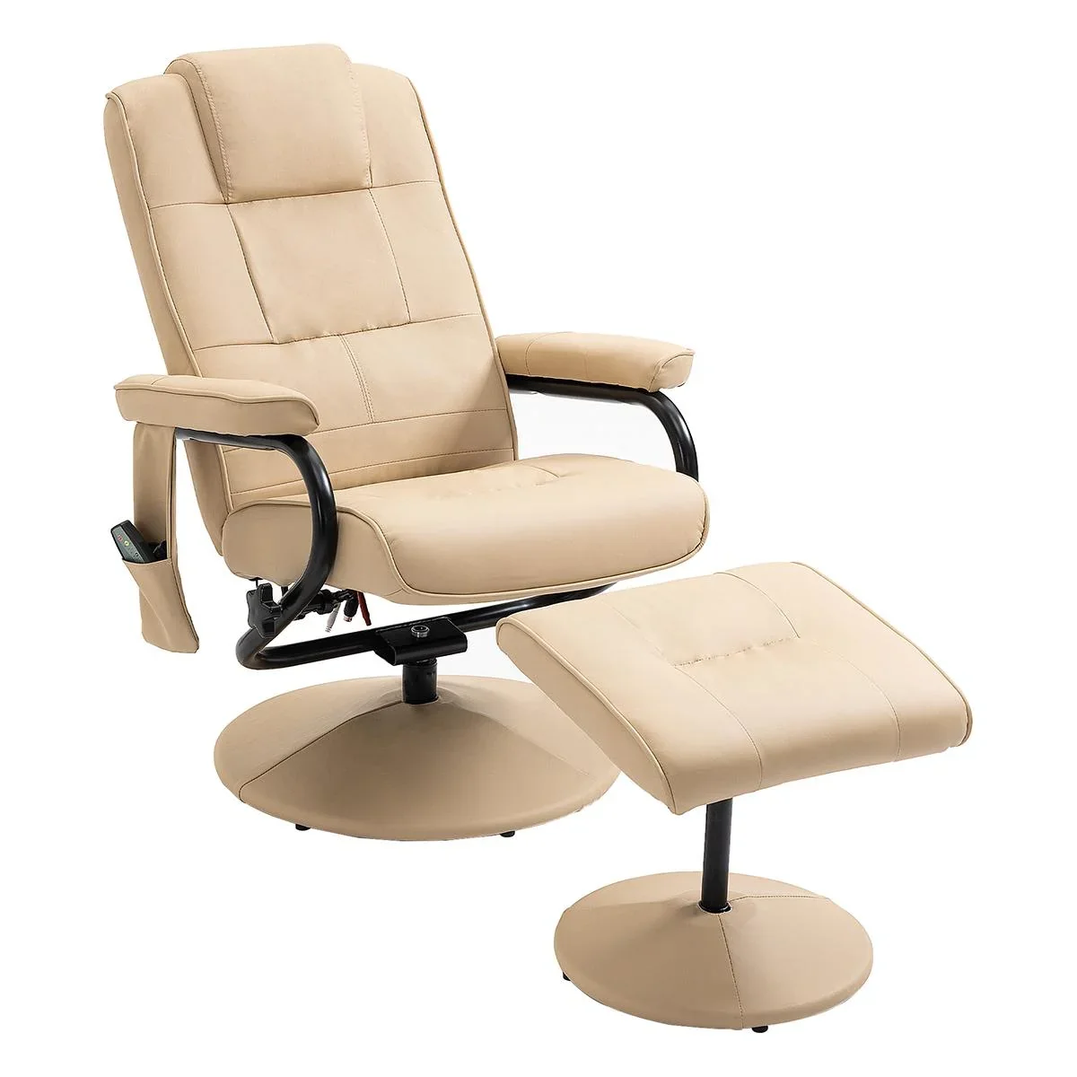 Massagesessel Relaxsessel Fernsehsessel TV Sessel mit Massagefunktion inkl. Hocker Kunstleder Cremeweiß 77 x 84 x 95 cm - 1