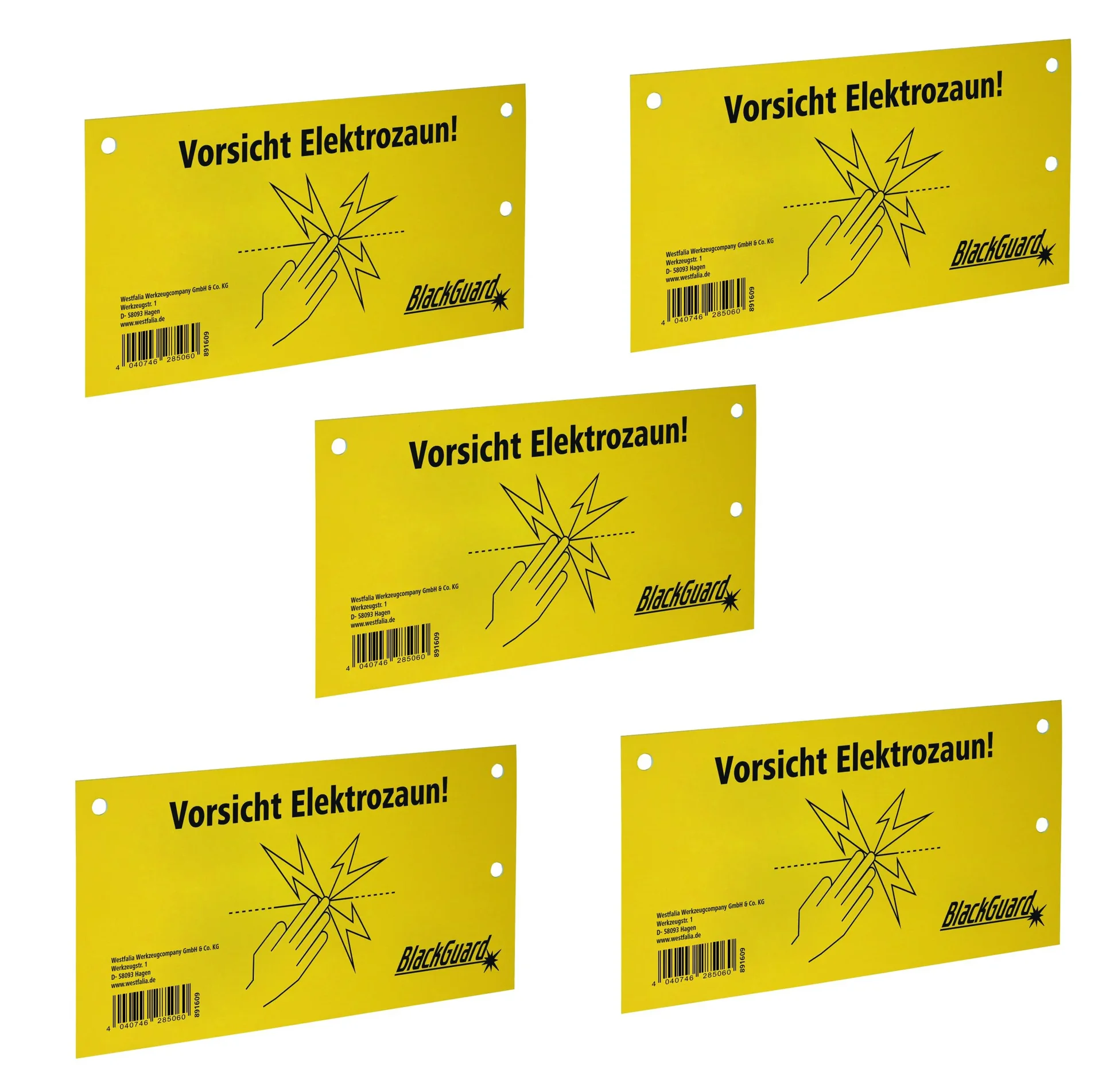 Warnschild hook - in DE/EN 2-seitig bedruckt 5er Set - 2