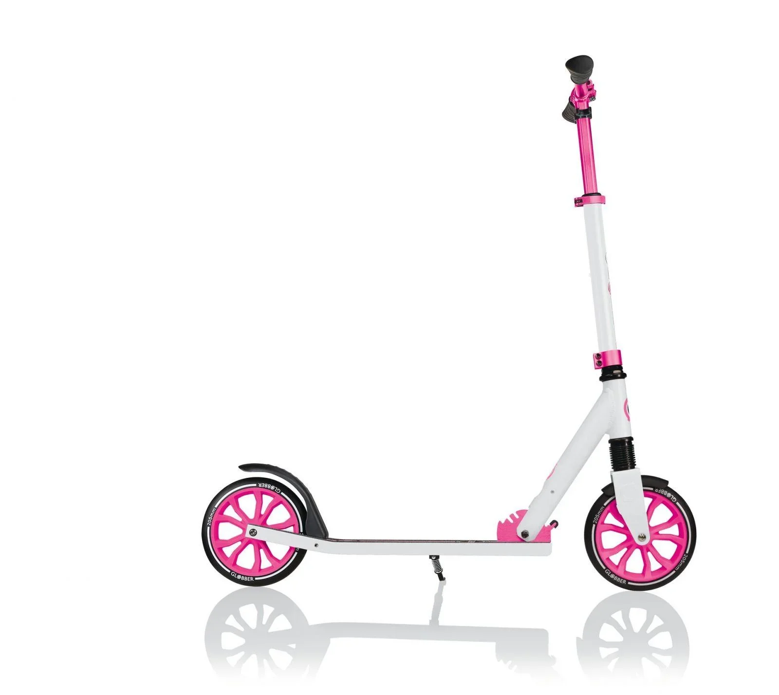 NL 205 Tretroller, 205 mm, ABEC 7, höhenverstellbar, Frontfederung, Klappmechanismus, weiß-pink - 2