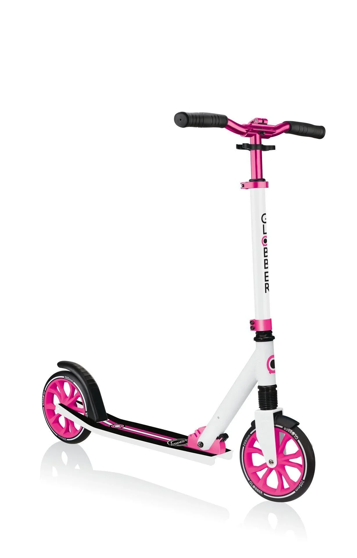 NL 205 Tretroller, 205 mm, ABEC 7, höhenverstellbar, Frontfederung, Klappmechanismus, weiß-pink - 4