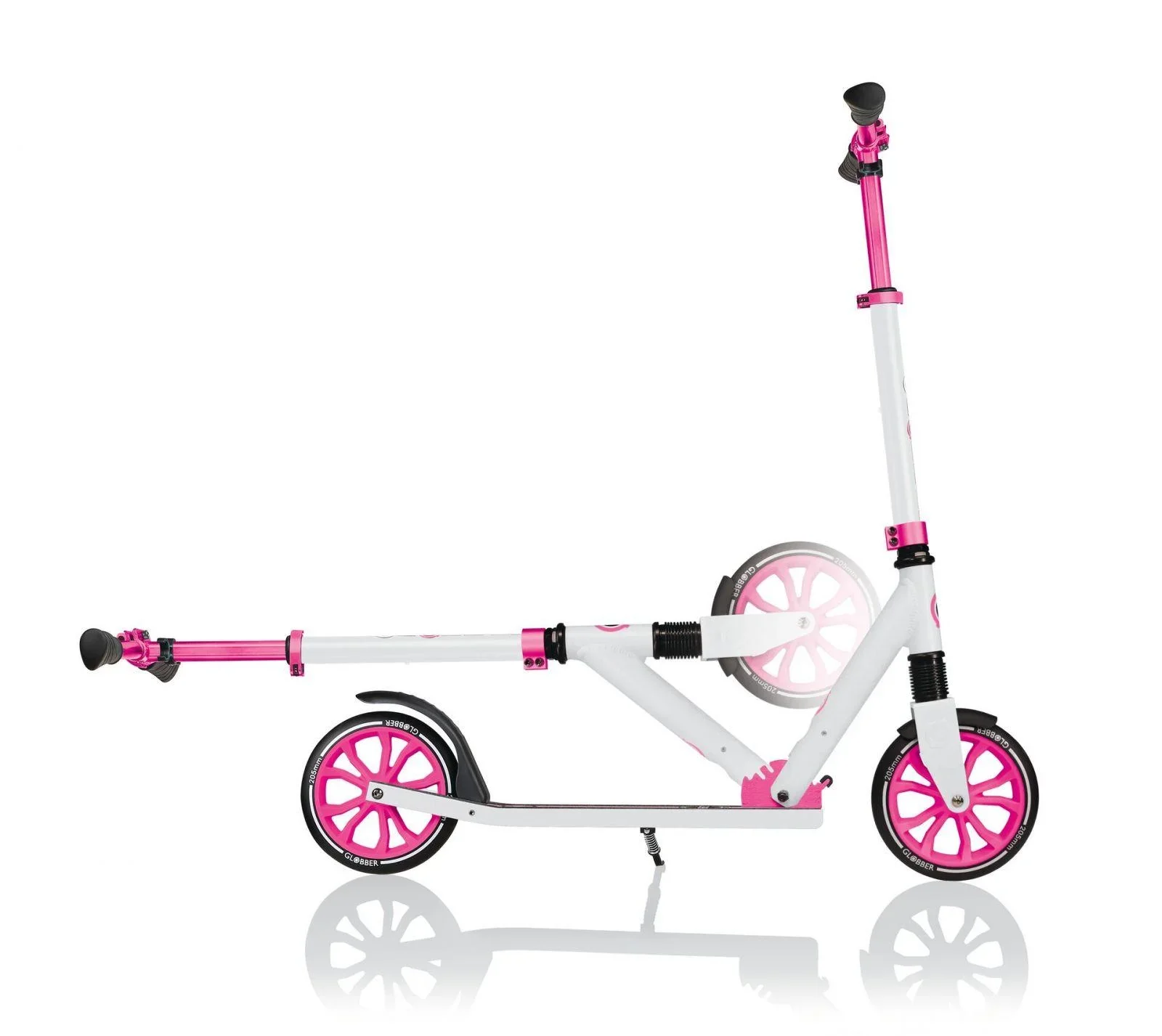 NL 205 Tretroller, 205 mm, ABEC 7, höhenverstellbar, Frontfederung, Klappmechanismus, weiß-pink - 7