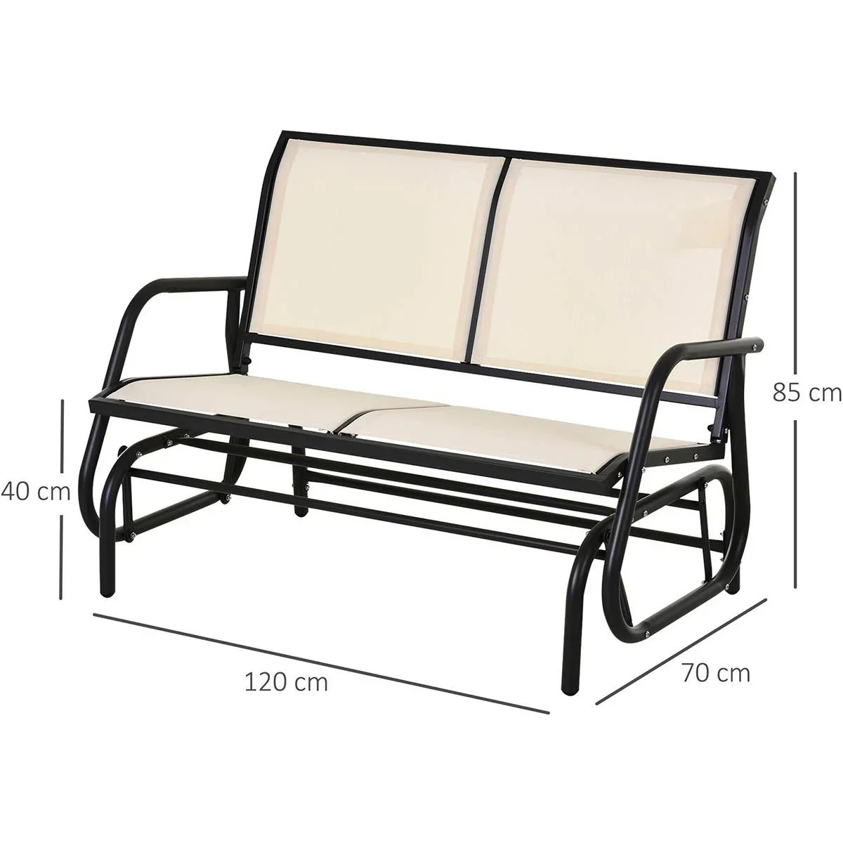 Schaukelbank 2-Sitzer Gartenbank Gartenschaukel Sitzbank Parkbank Metall Gartenmöbel Beige 120 x 70 x 88 cm - 0