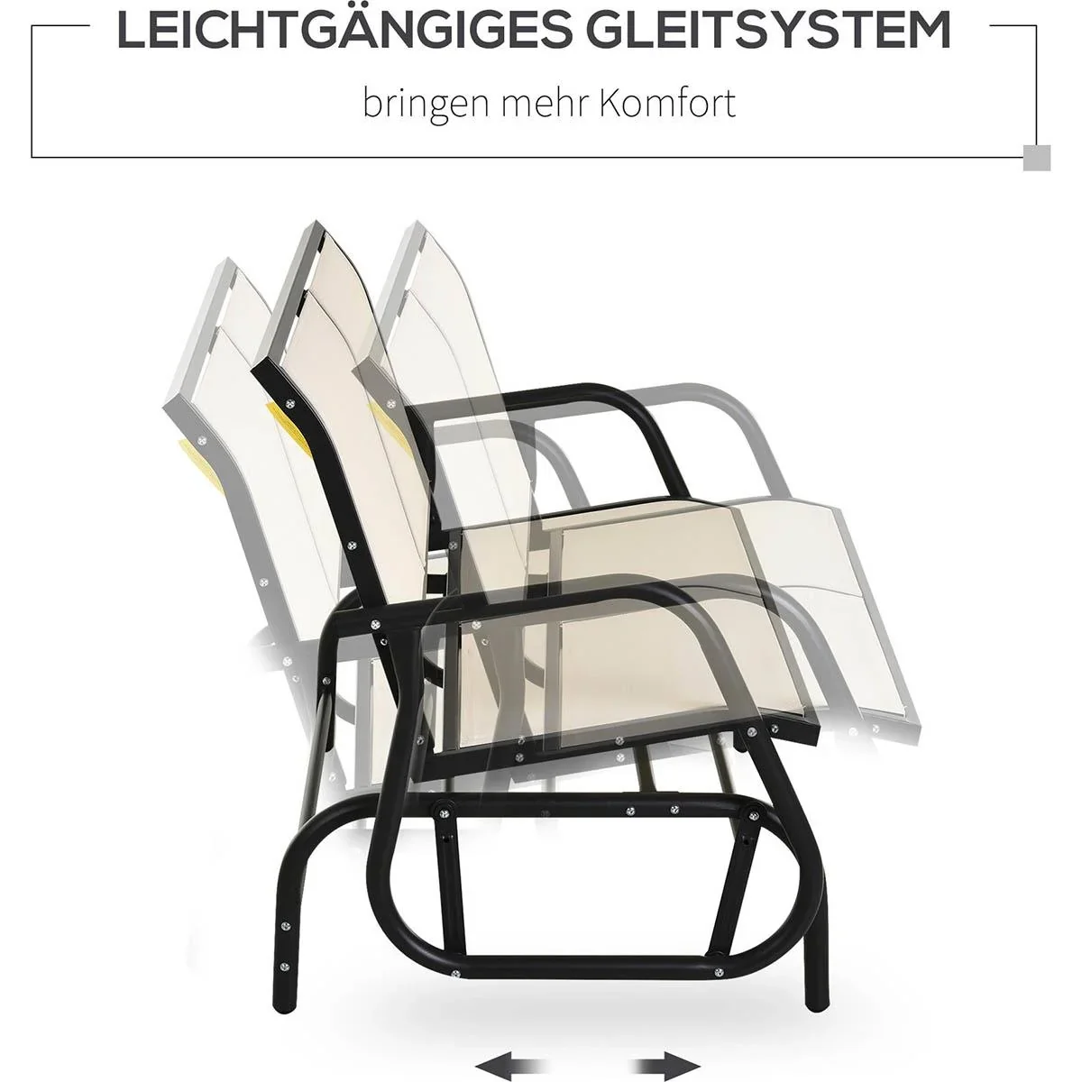 Schaukelbank 2-Sitzer Gartenbank Gartenschaukel Sitzbank Parkbank Metall Gartenmöbel Beige 120 x 70 x 88 cm - 1