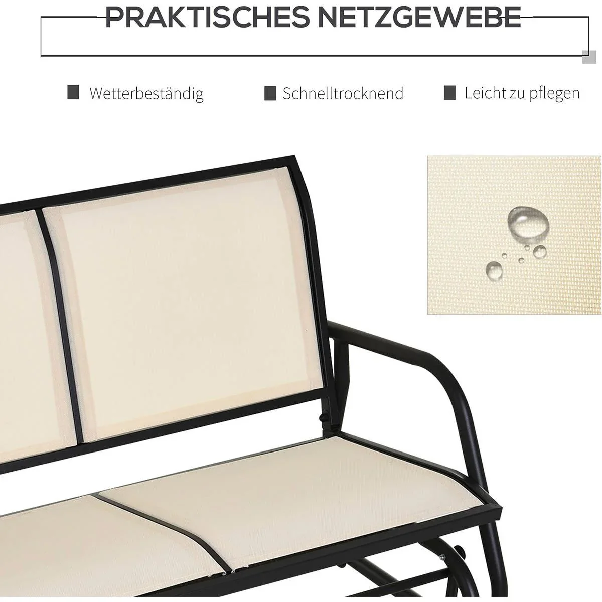 Schaukelbank 2-Sitzer Gartenbank Gartenschaukel Sitzbank Parkbank Metall Gartenmöbel Beige 120 x 70 x 88 cm - 2