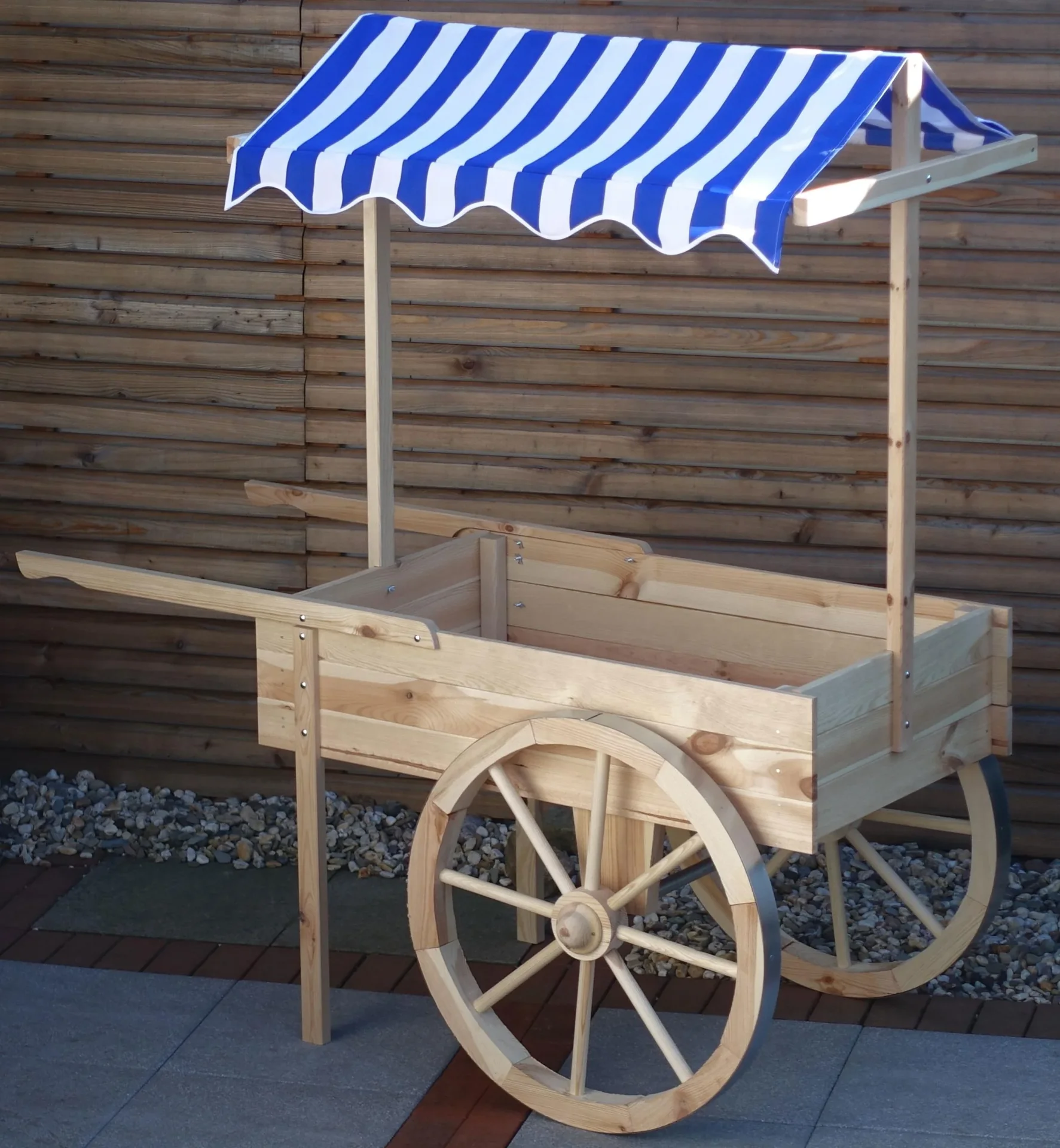 Marktwagen mit Baldachin weiß/blau - 1