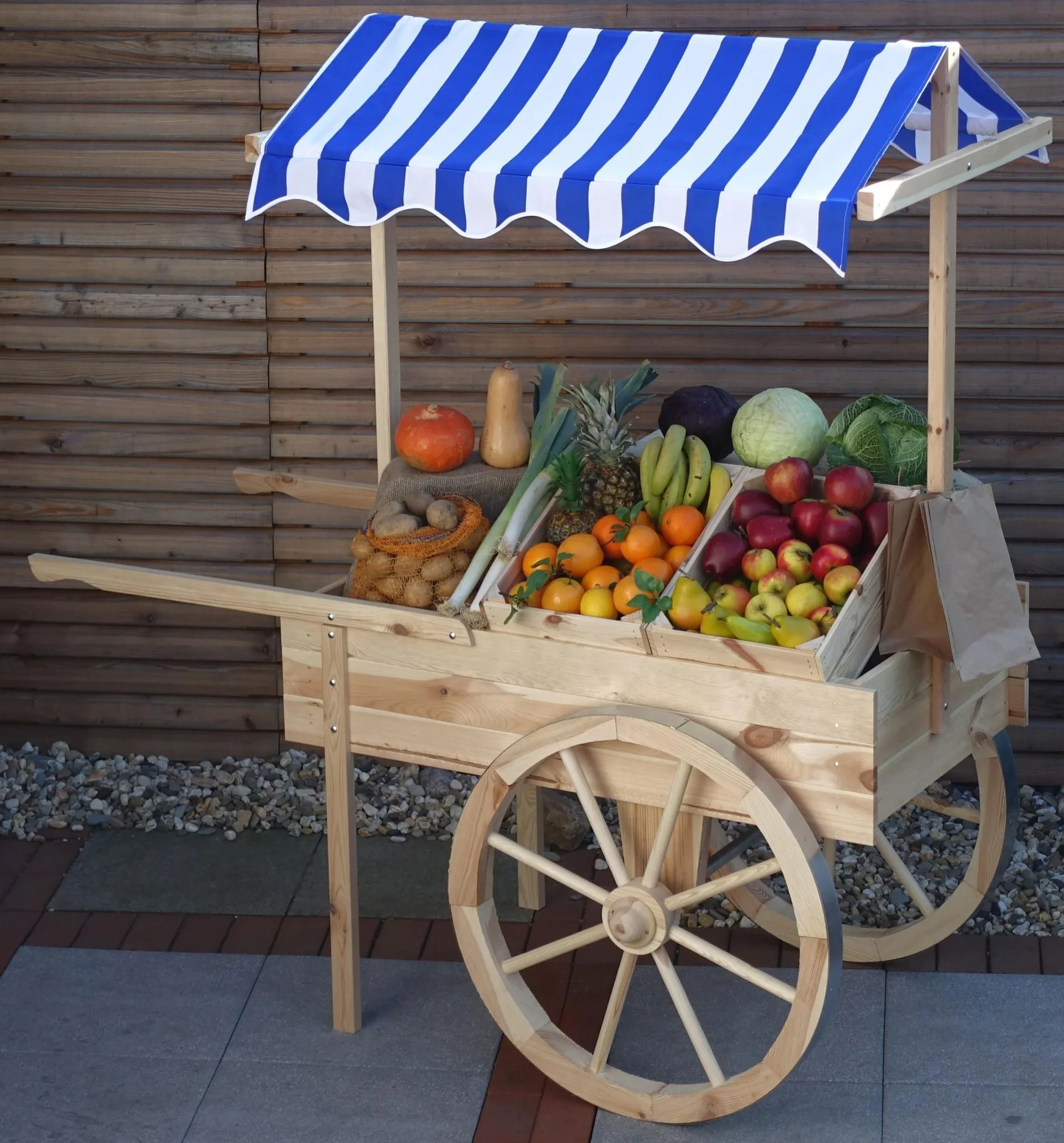 Marktwagen mit Baldachin weiß/blau - 2