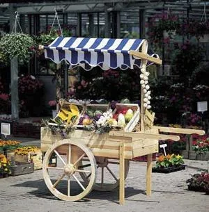 Marktwagen mit Baldachin weiß/blau - 4