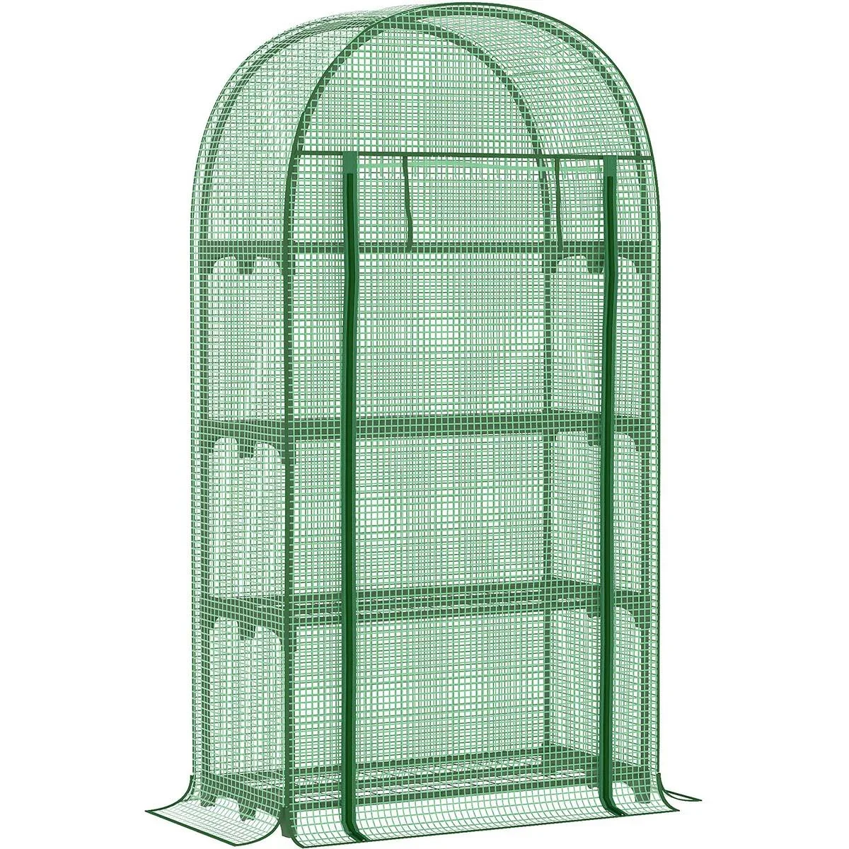 Foliengewächshaus Balkon mit 4 Regalen Mini-Gewächshaus Tomatenhaus Pflanzenhaus Frühbeet Metall grün 80 x 49 x 160 cm - 1