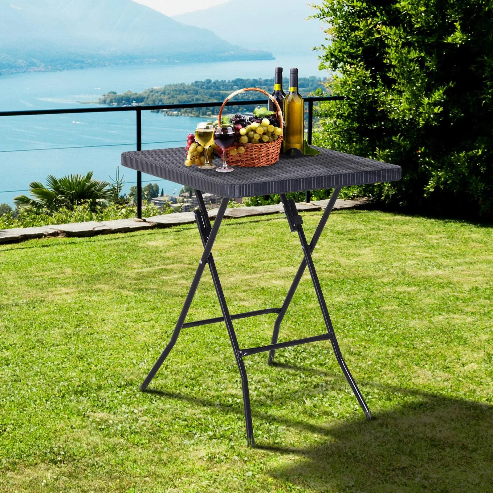 Falttisch Klapptisch Gartentisch klappbar Picknicktisch Campingtisch Kunststoff + Metall Dunkelbraun 60 x 60 x 74 cm - 5