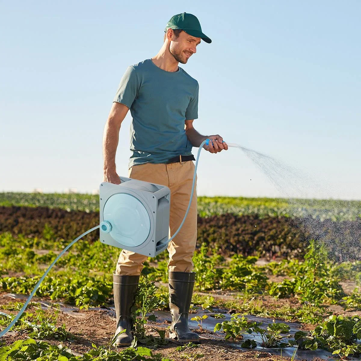 Schlauchaufroller - 10 Meter - Grau/Blau - 31,5 x 13 x 31 cm - 2