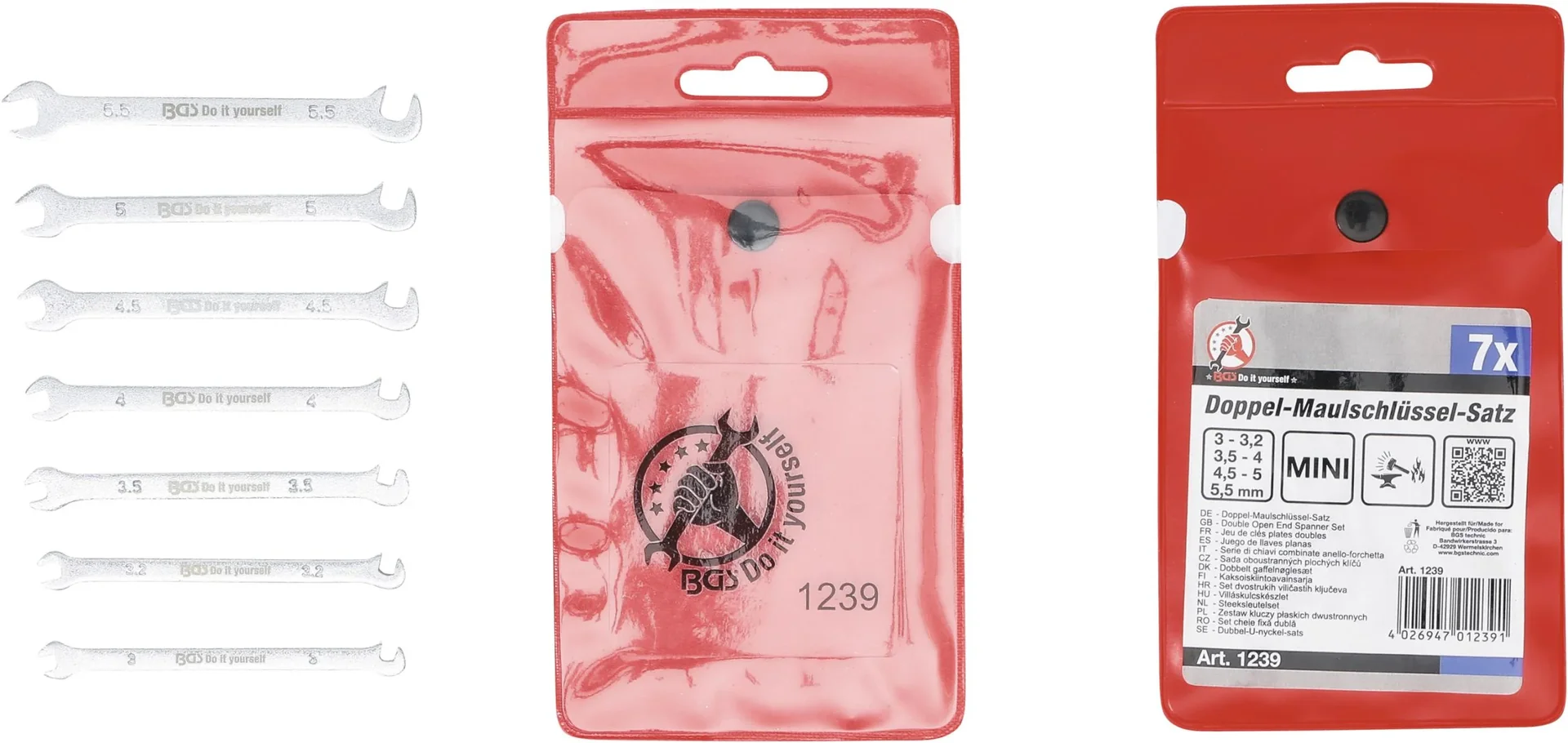 Doppel-Maulschlüssel-Set, Mini, 7-teilig - 0