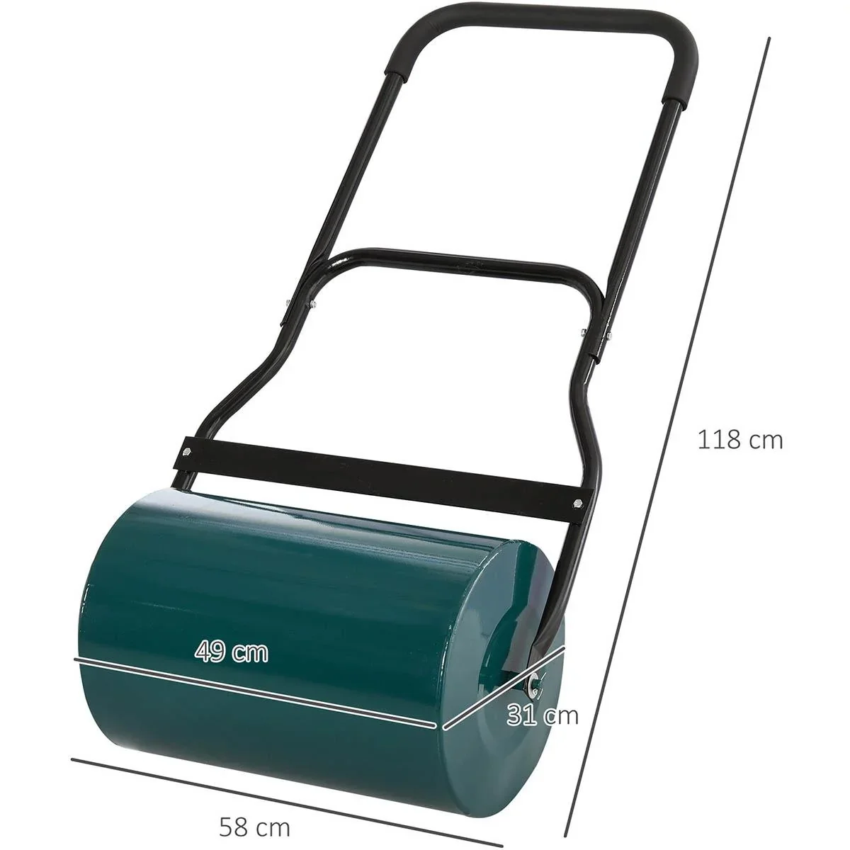 Rasenwalze mit U-Griff Gartenwalze Gartenrolle 31 cm Durchmesser 40 L Wasser-/Sandfüllung 49 cm Arbeitsbreite Metall Gr - 1