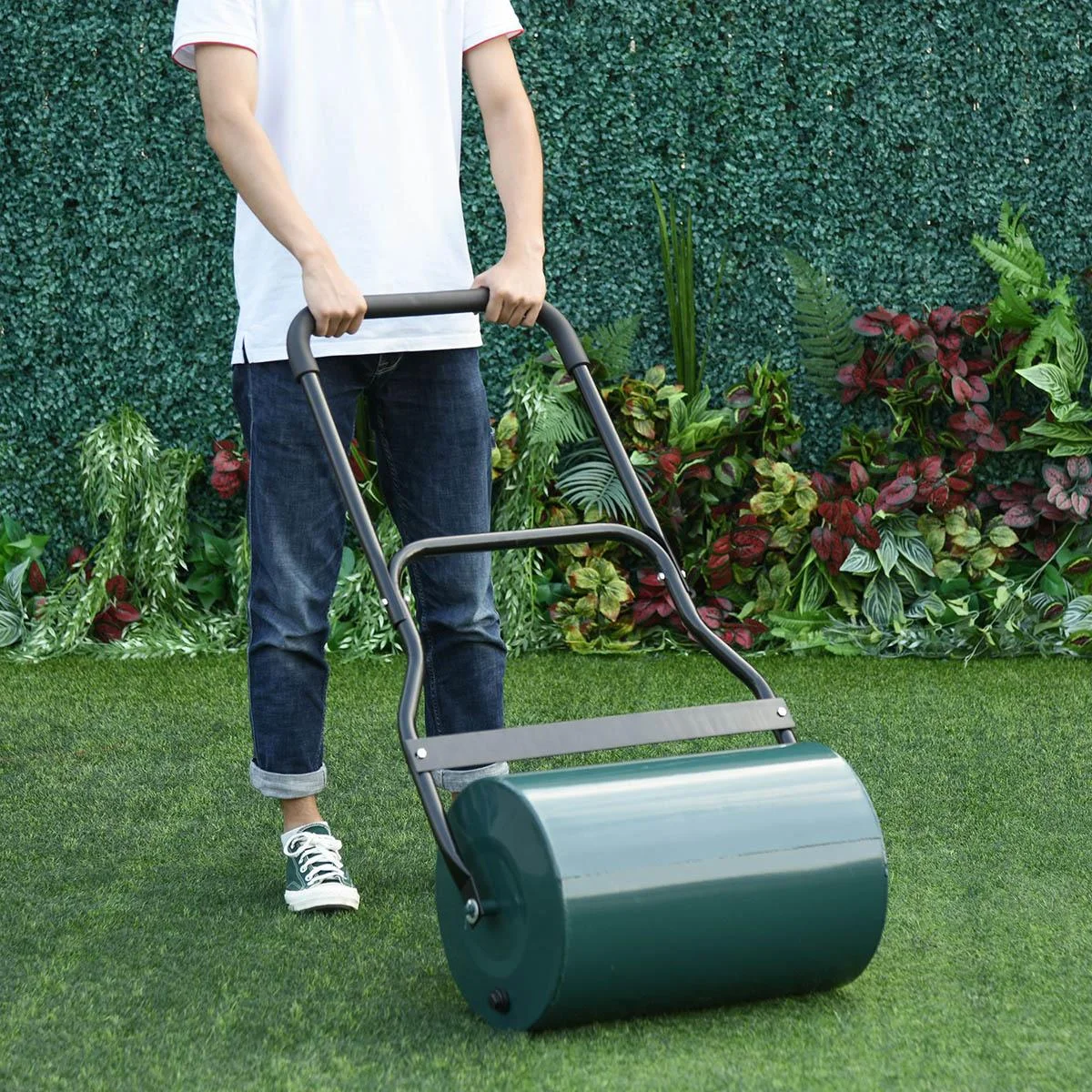 Rasenwalze mit U-Griff Gartenwalze Gartenrolle 31 cm Durchmesser 40 L Wasser-/Sandfüllung 49 cm Arbeitsbreite Metall Gr - 2