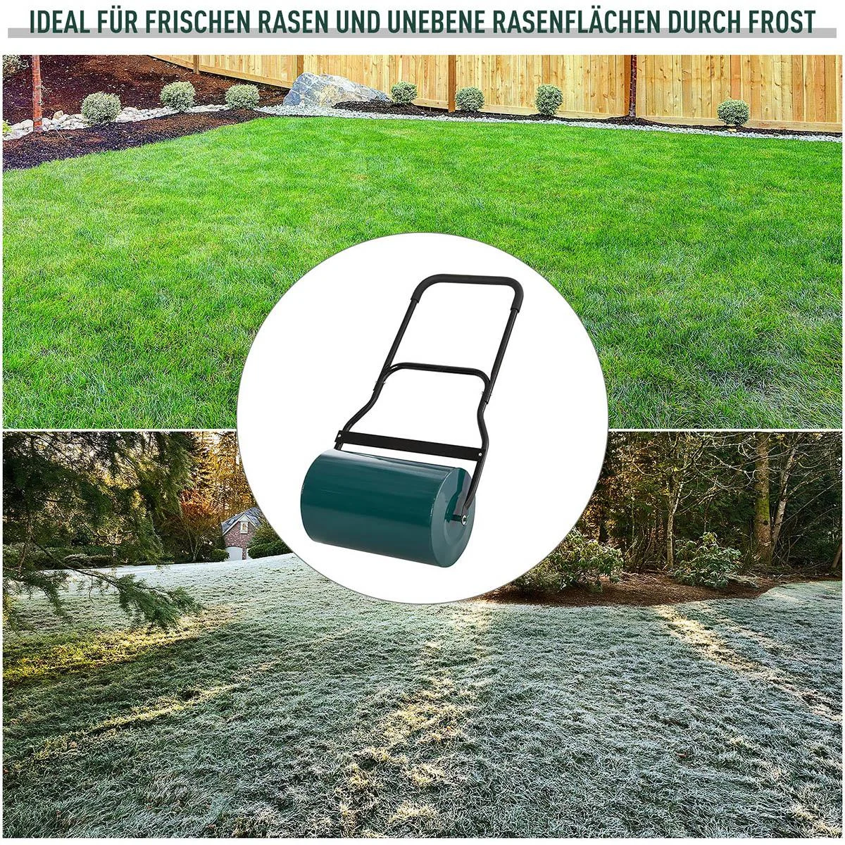 Rasenwalze mit U-Griff Gartenwalze Gartenrolle 31 cm Durchmesser 40 L Wasser-/Sandfüllung 49 cm Arbeitsbreite Metall Gr - 3
