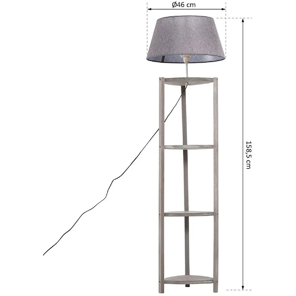Stehlampe Stehleuchte Lampenschirm 40W Skandinavisch Holz + Leinen grau 46 x 46 x 158,5 cm - 3