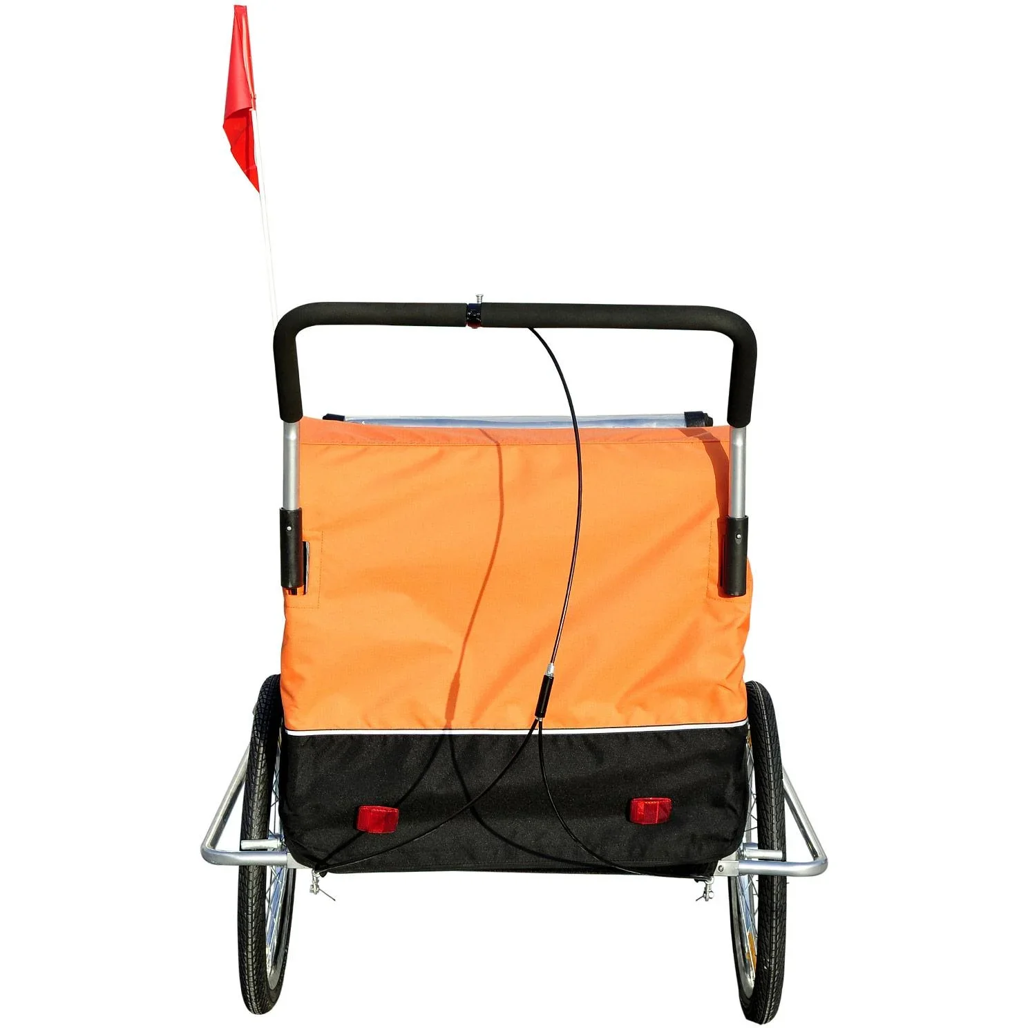 2 in1 Jogger Kinderanhänger Radanhänger Orange-schwarz - 2