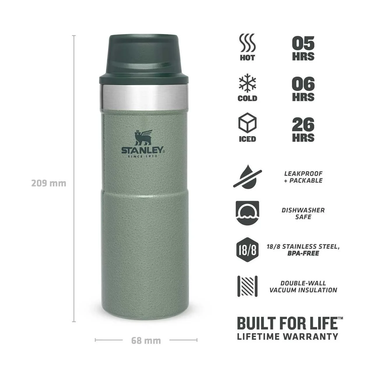 Trigger-Action Travel Mug 0,35 l, Hammertone Green, Vakuumisolierung, Einhandbedienung - 3
