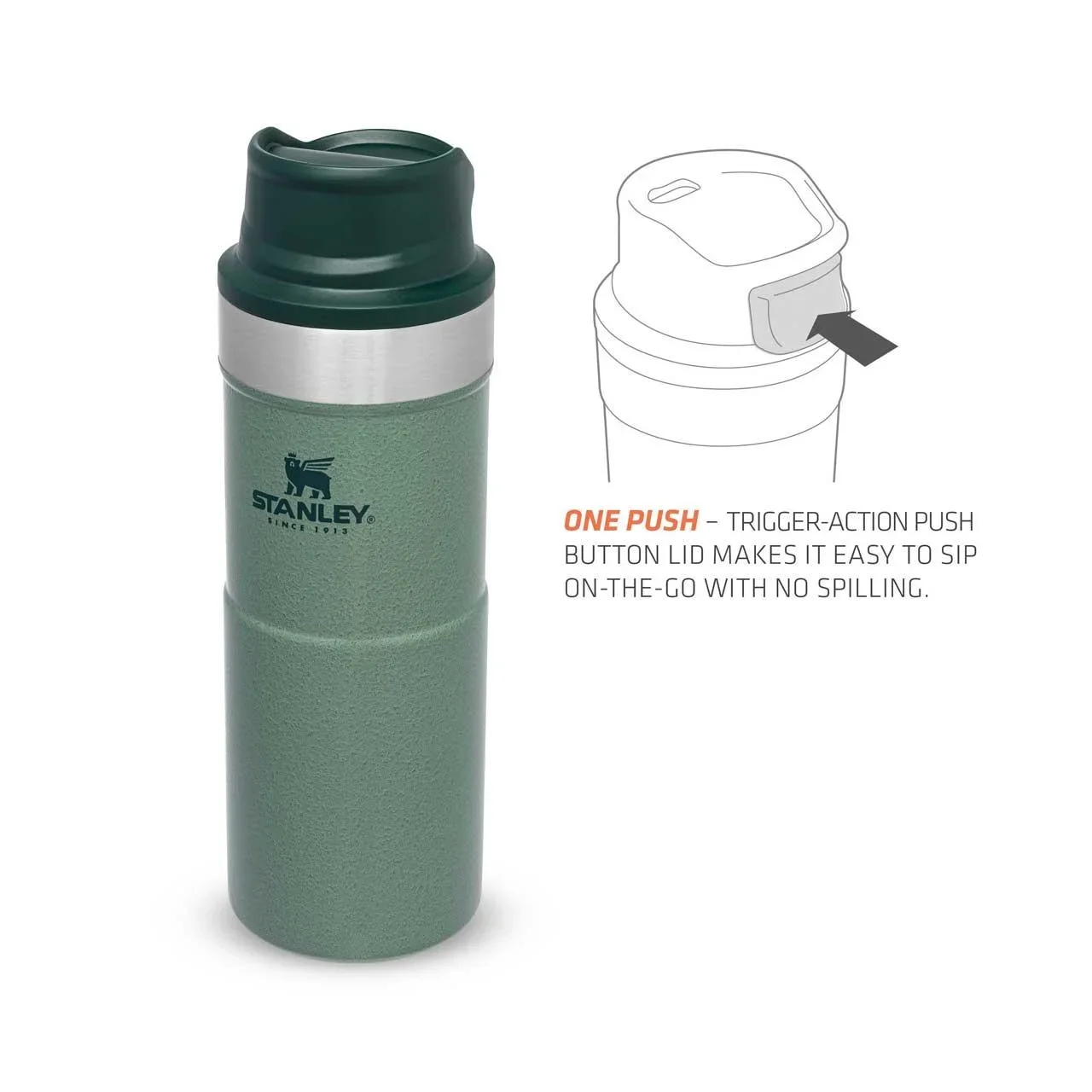 Trigger-Action Travel Mug 0,35 l, Hammertone Green, Vakuumisolierung, Einhandbedienung - 5