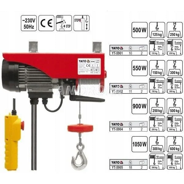 Elektroseilzug - 300kg - 550W - 1
