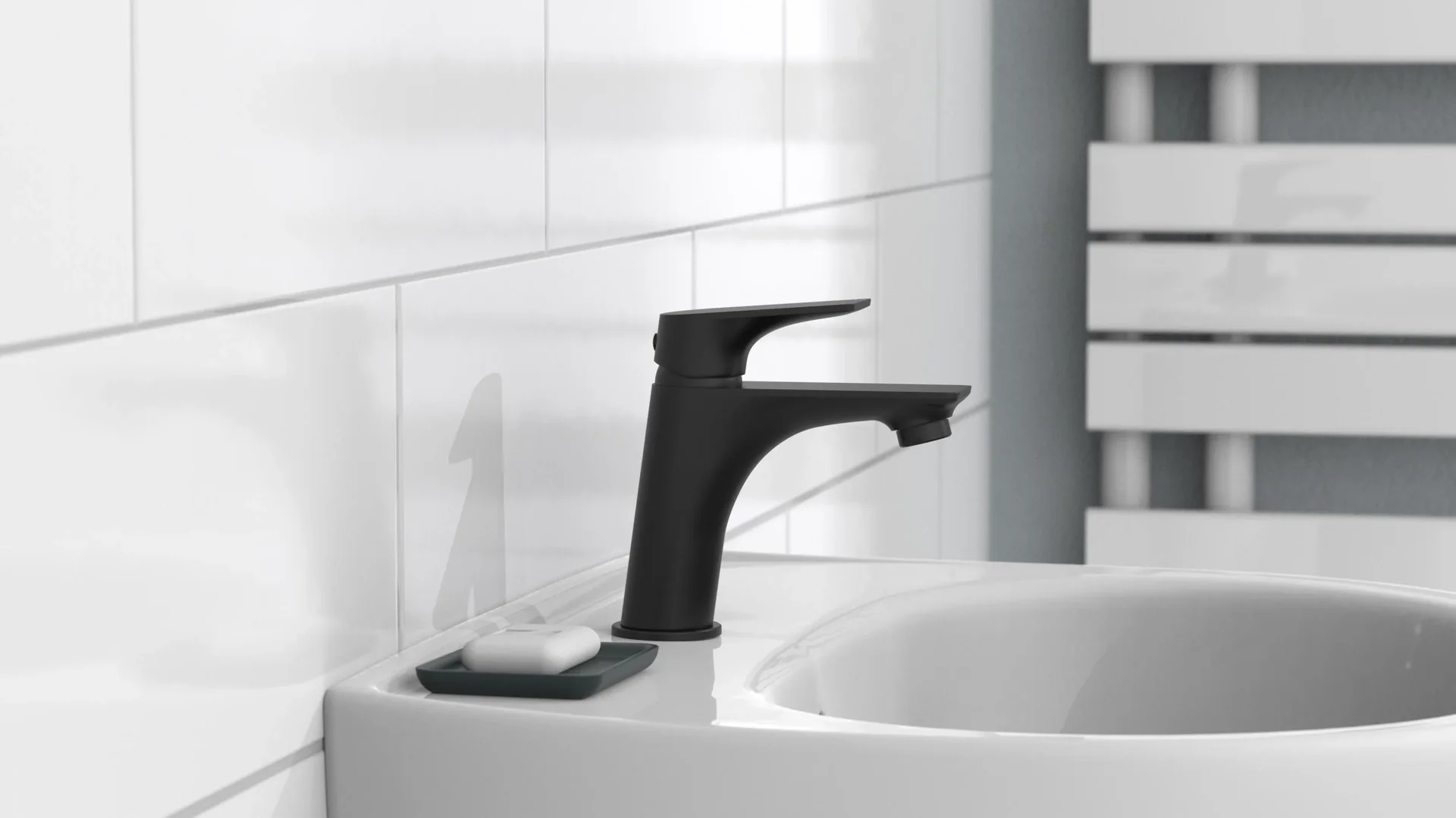 Waschtischarmatur "BOSTON", Schwarz matt - 1