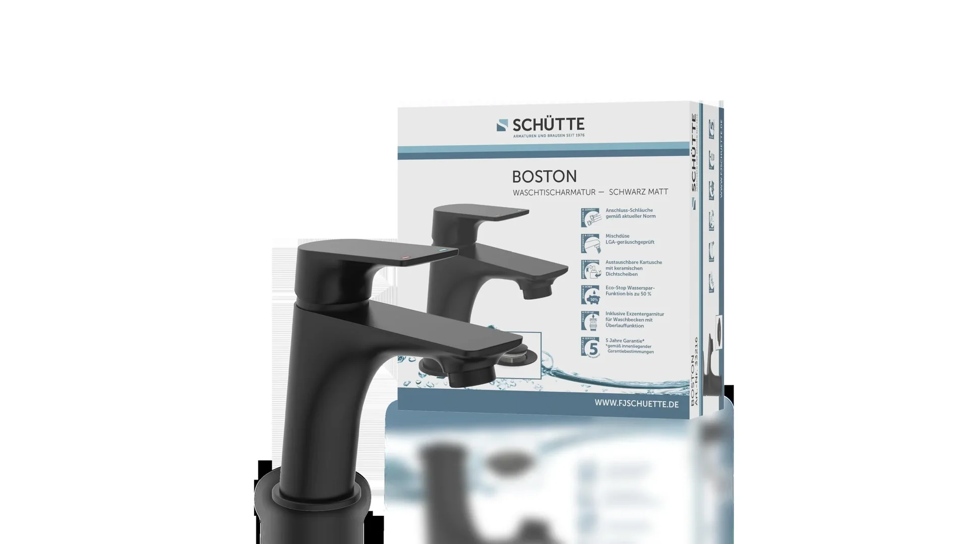 Waschtischarmatur "BOSTON", Schwarz matt - 2