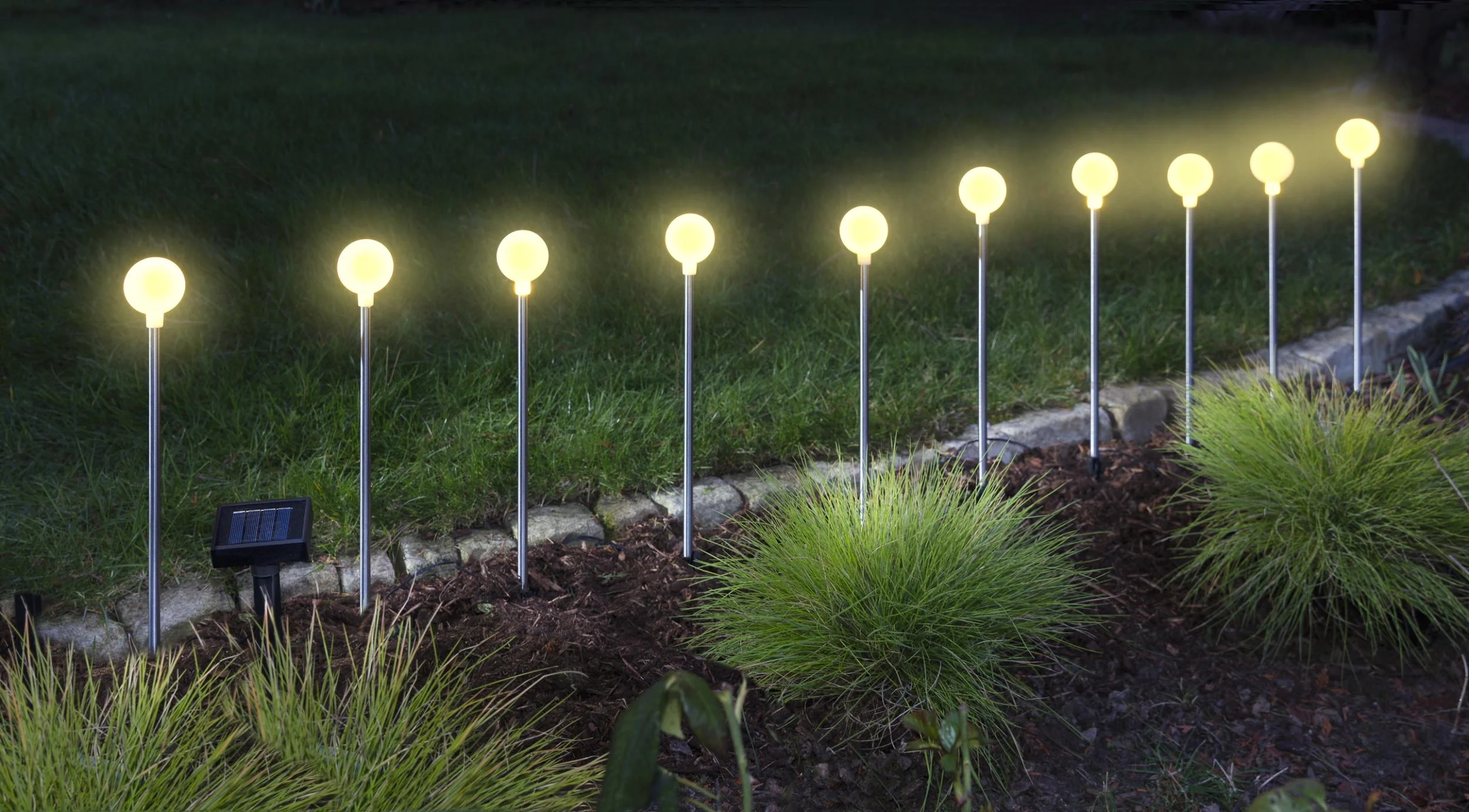 Solar Kugel Lichterkette mit Solarpanel, warmweiß - 0