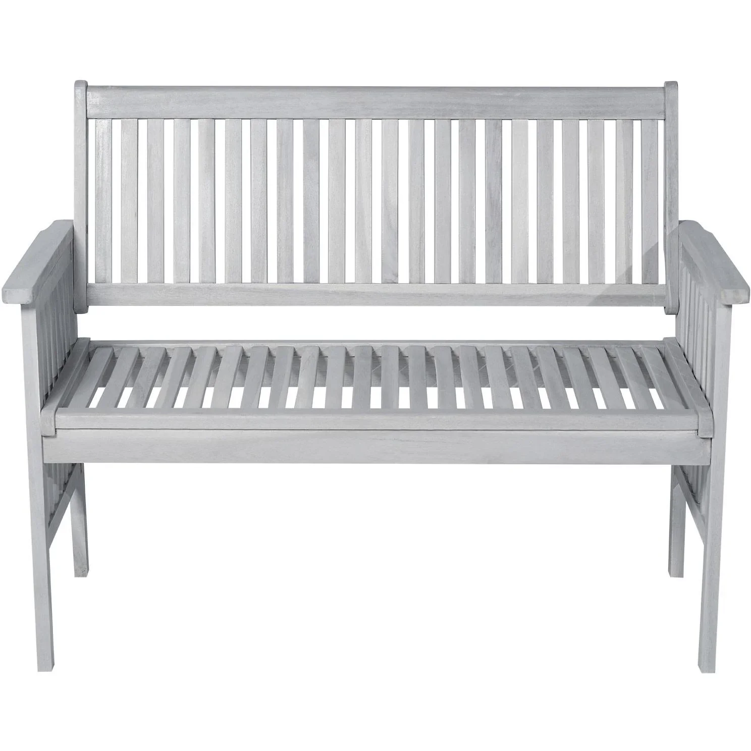 2-Sitzer Sitzbank Gartenbank Holzbank mit Armlehne Landhausstil Akazienholz Grau 117 x 63 x 90 cm - 0