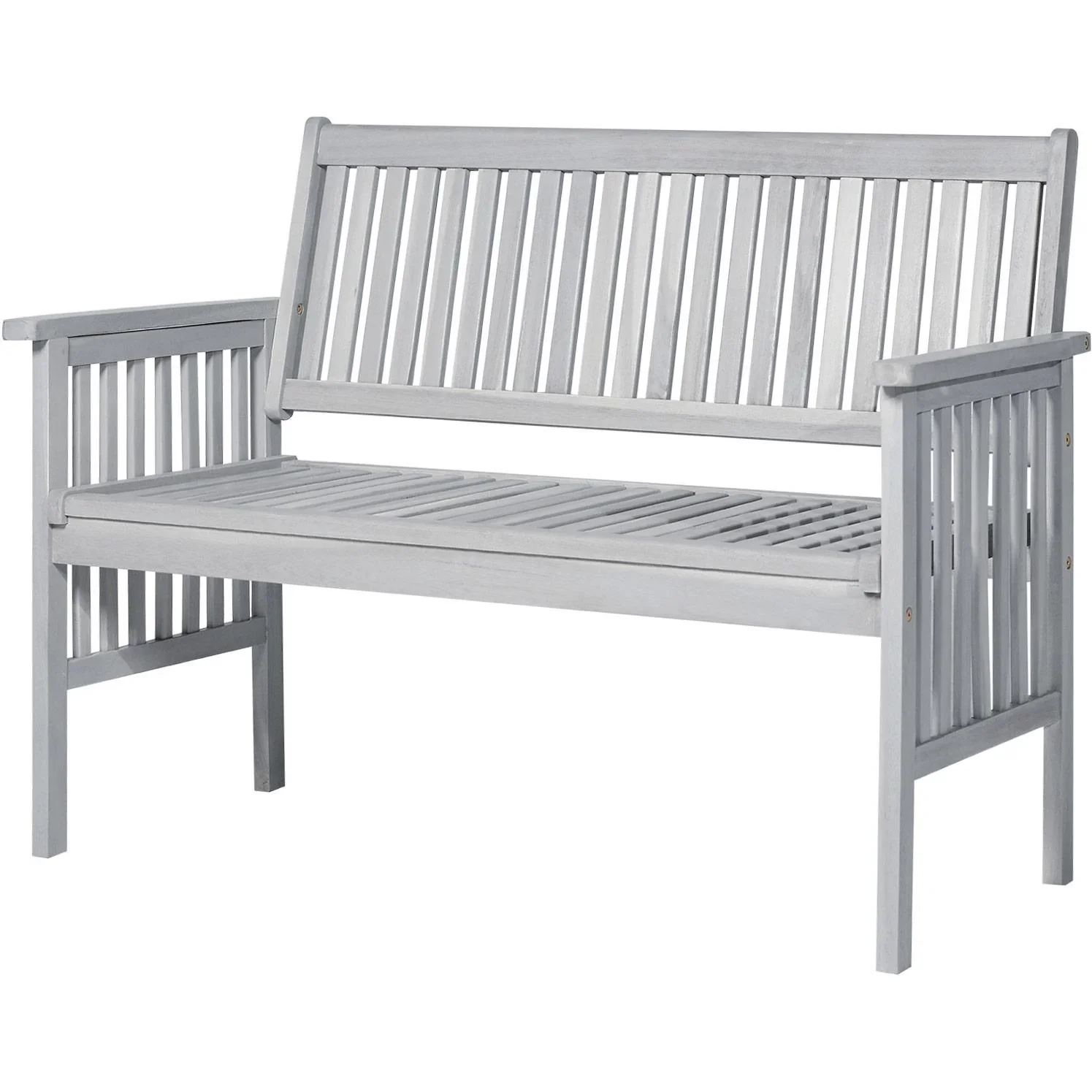 2-Sitzer Sitzbank Gartenbank Holzbank mit Armlehne Landhausstil Akazienholz Grau 117 x 63 x 90 cm - 1