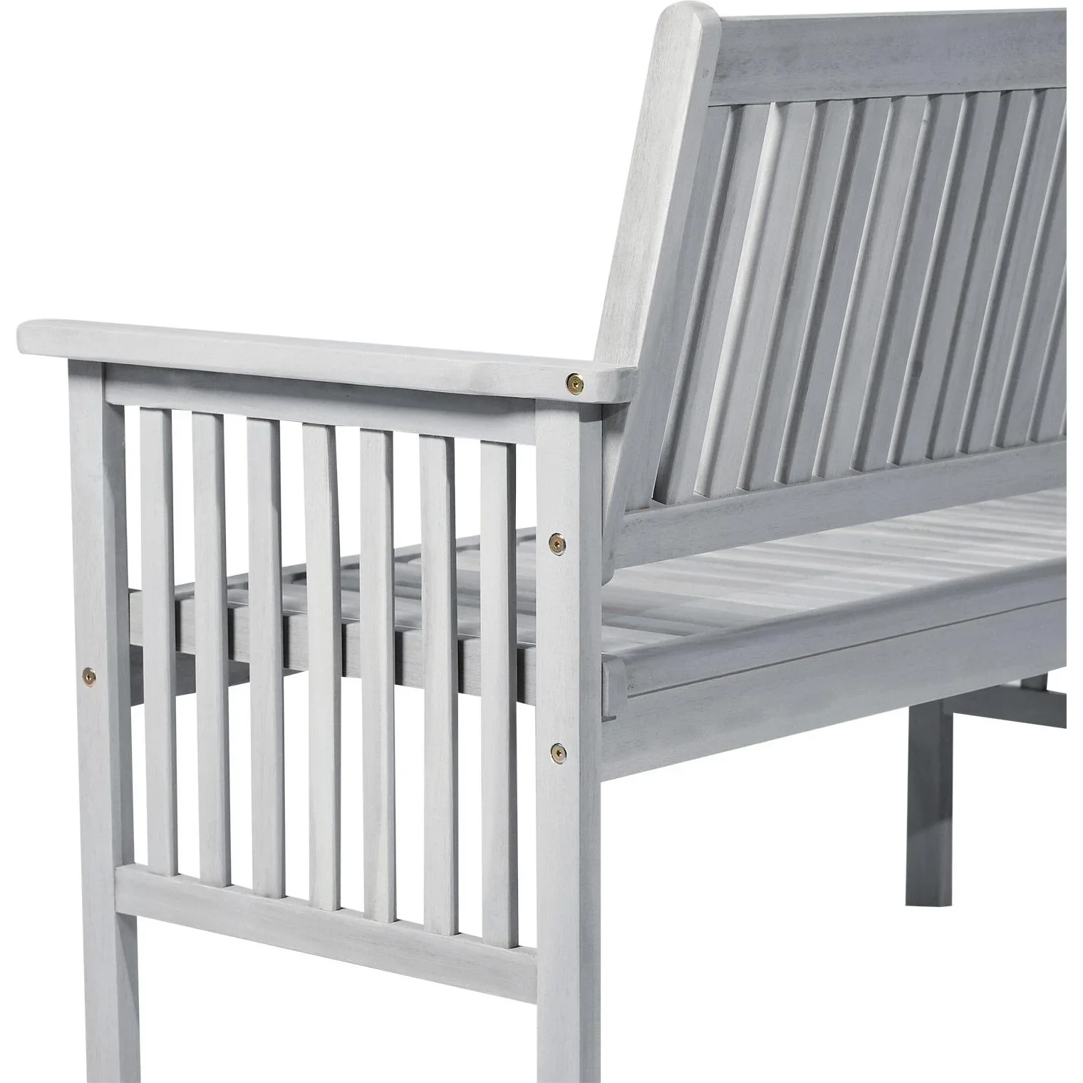 2-Sitzer Sitzbank Gartenbank Holzbank mit Armlehne Landhausstil Akazienholz Grau 117 x 63 x 90 cm - 2