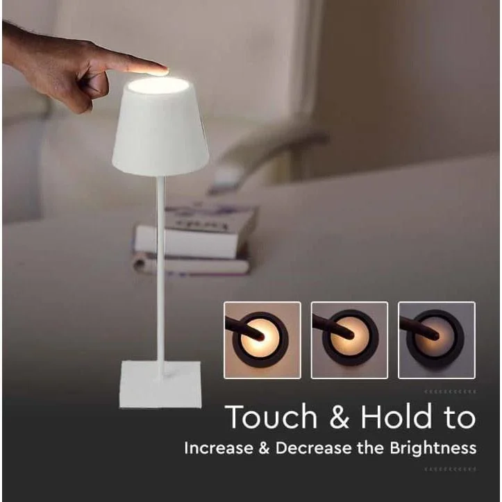 VT-7703 Tischleuchte - 3000K - Dimmbar durch Berührung - Wiederaufladbar - Weiß - 5