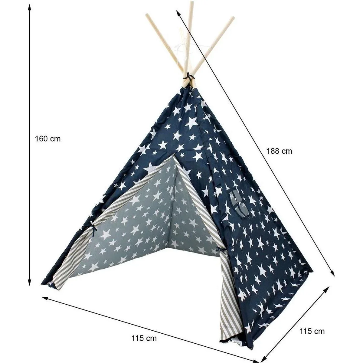 KidCollection Tipitent - 103 x 103 x 160 cm - Blau/Weiß - 4