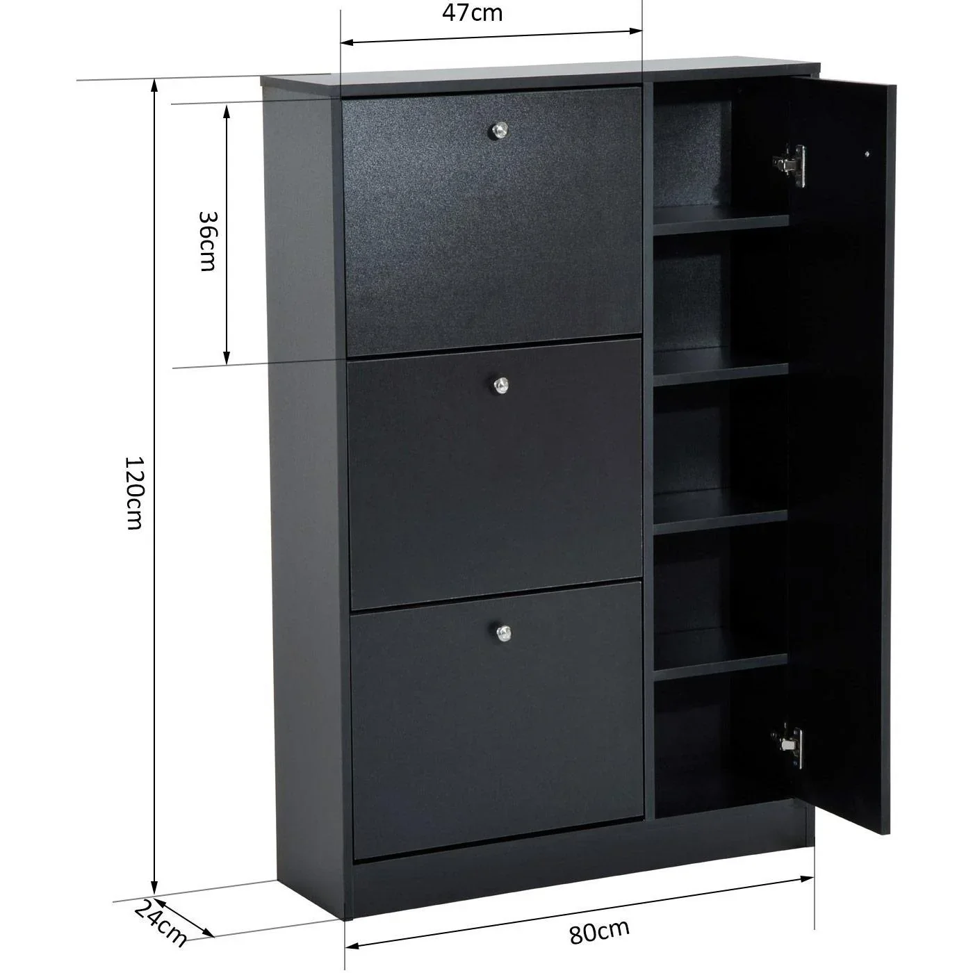 Schuhschrank Schuhablage 3 Klappen 28 Paar Schwarz - 1