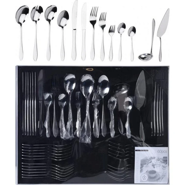 Excellent Houseware Besteckset für 6 Personen - 60 Teile - rostfreier Stahl - 0