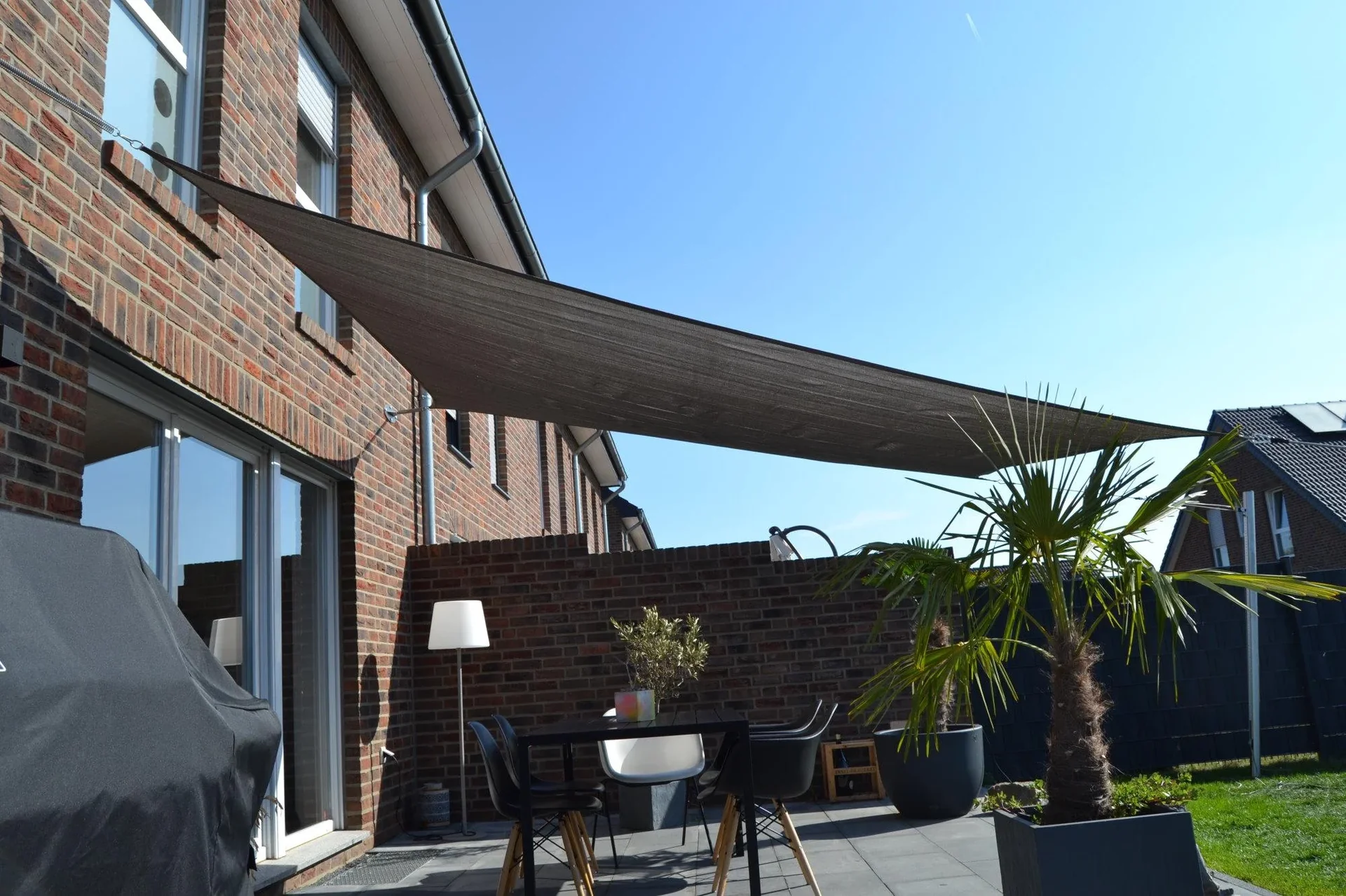 Viereck-Sonnensegel HDPE grau 360 x 360cm - 6