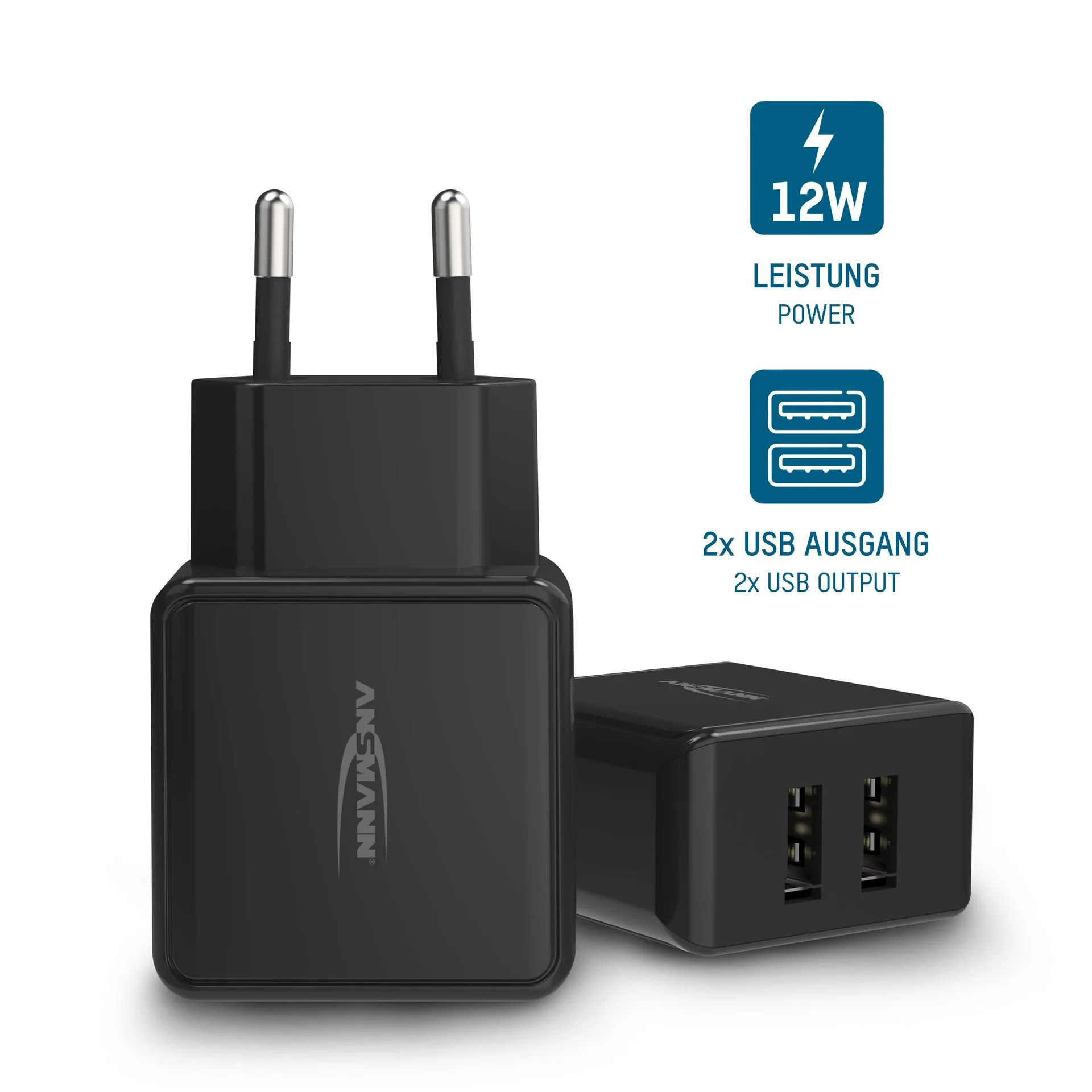 USB Ladeadapter mit 2 USB 2.0 Buchse Typ A, 2400 mA - 2