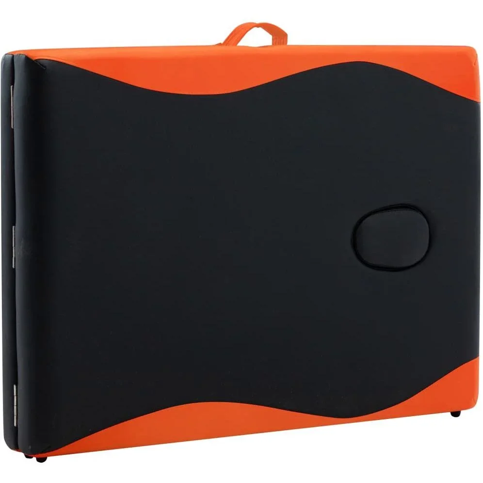 Klappbare Massageliege 2 Zonen Aluminium schwarz und orange - 0