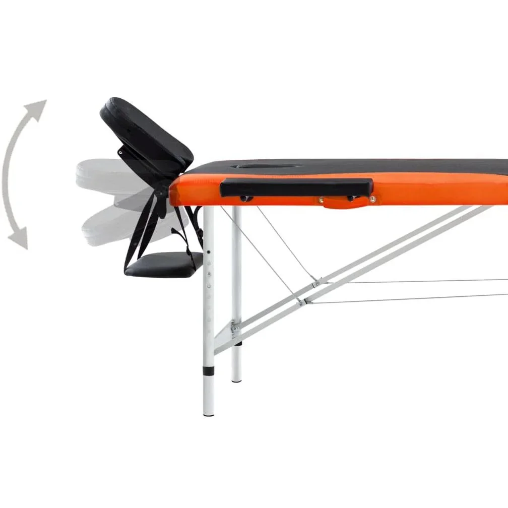 Klappbare Massageliege 2 Zonen Aluminium schwarz und orange - 3
