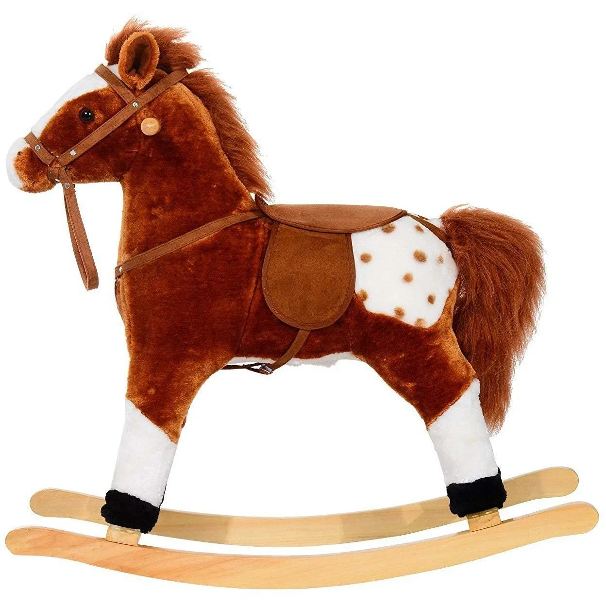 Schaukelpferd Kinder Schaukeltier Schaukelspielzeug Wiehern Braun - 3
