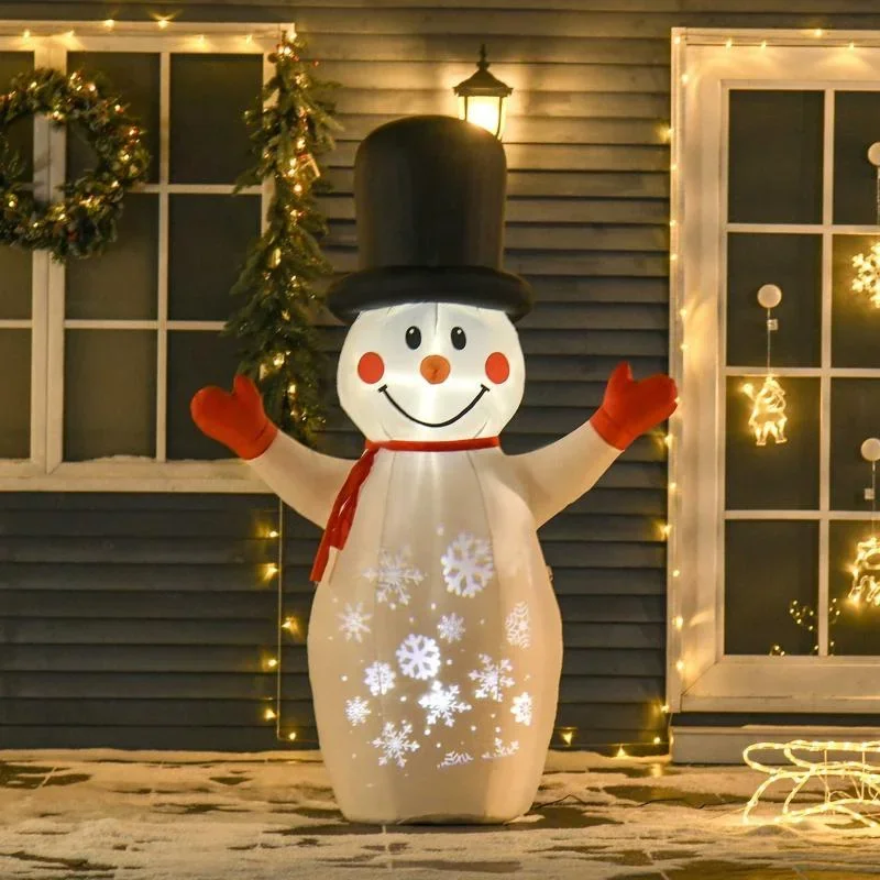 1,8 m aufblasbarer Schneemann mit LED-Leuchten Weihnachtsdeko - 0