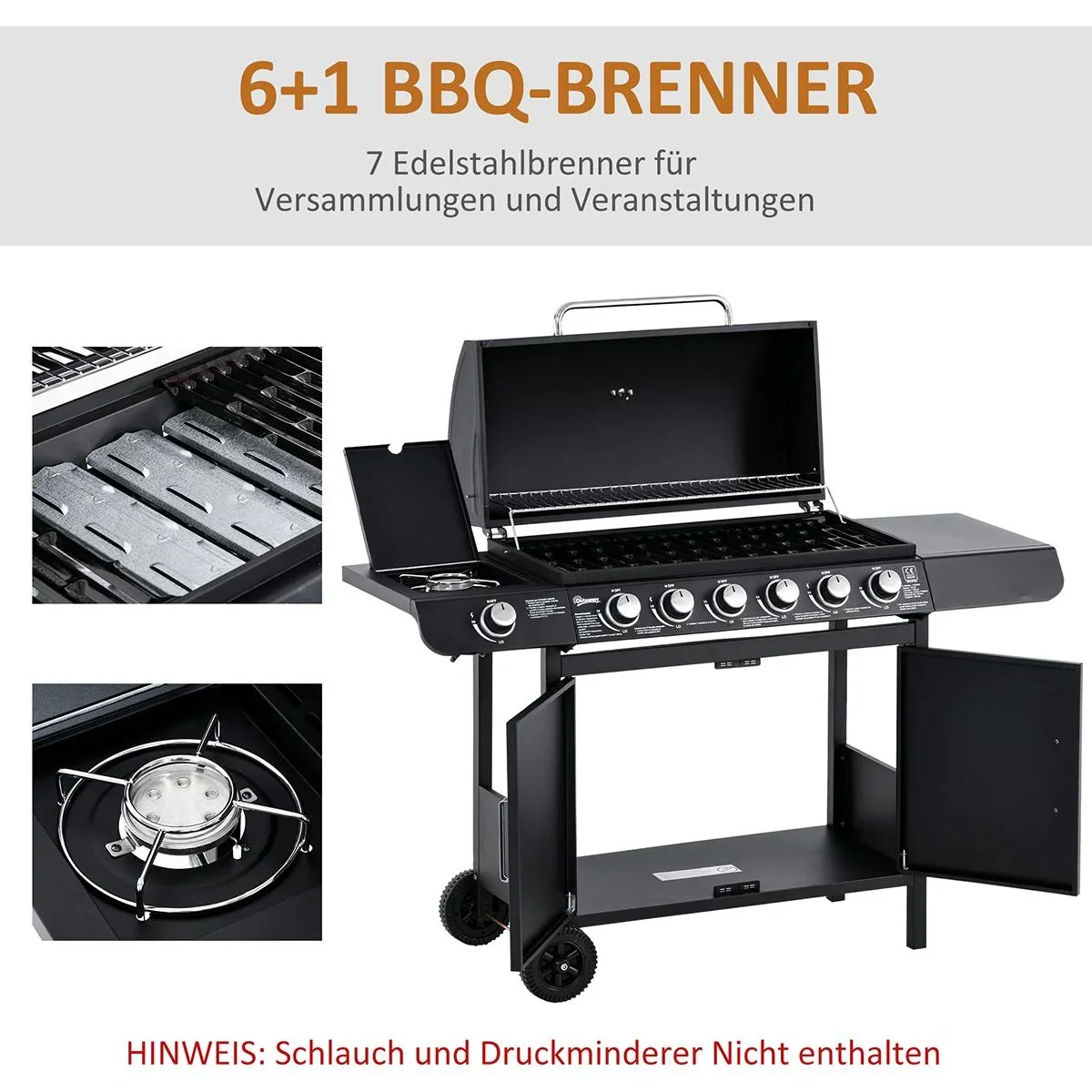 Grillwagen mit Ablageschrank schwarz - 4