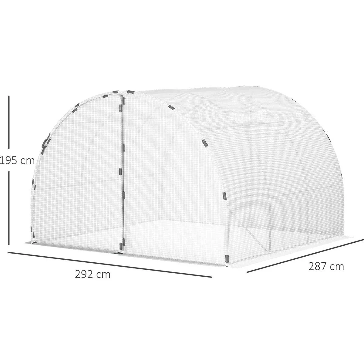 Foliengewächshaus begehbares Gewächshaus 287 x 292 x 195 cm Gartentunnel Folientunnel Tunnelgewächshaus Treibhaus Garten - 3