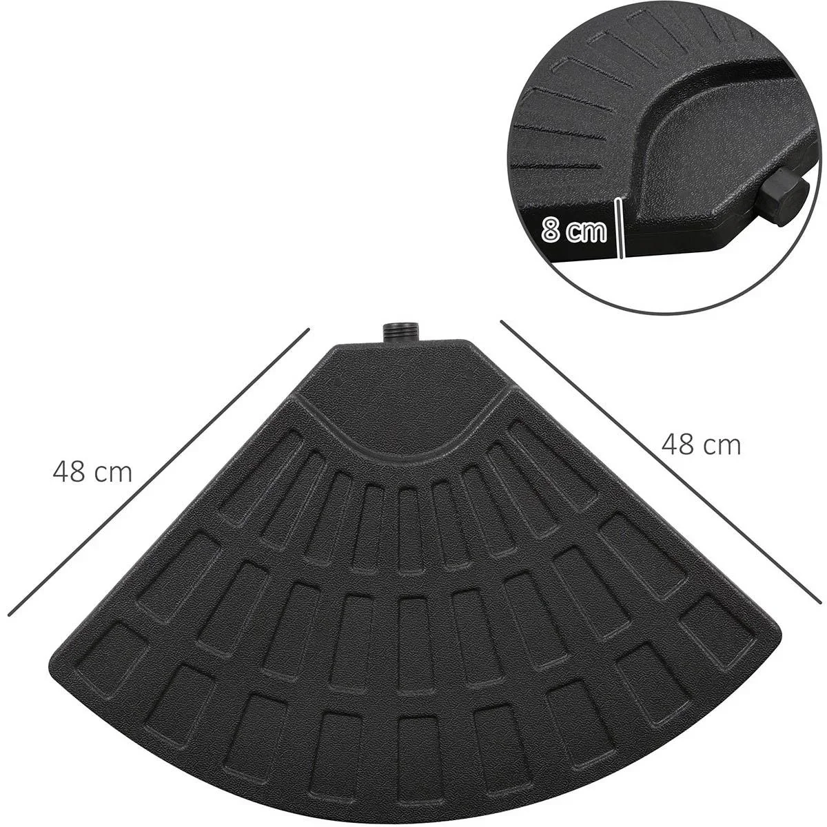 Sonnenschirmgewicht 4-tlg. Schirmgewicht für Sonnenschirm mit 52 kg Wasser oder 68 kg Sand befüllbar HDPE Schwarz - 4