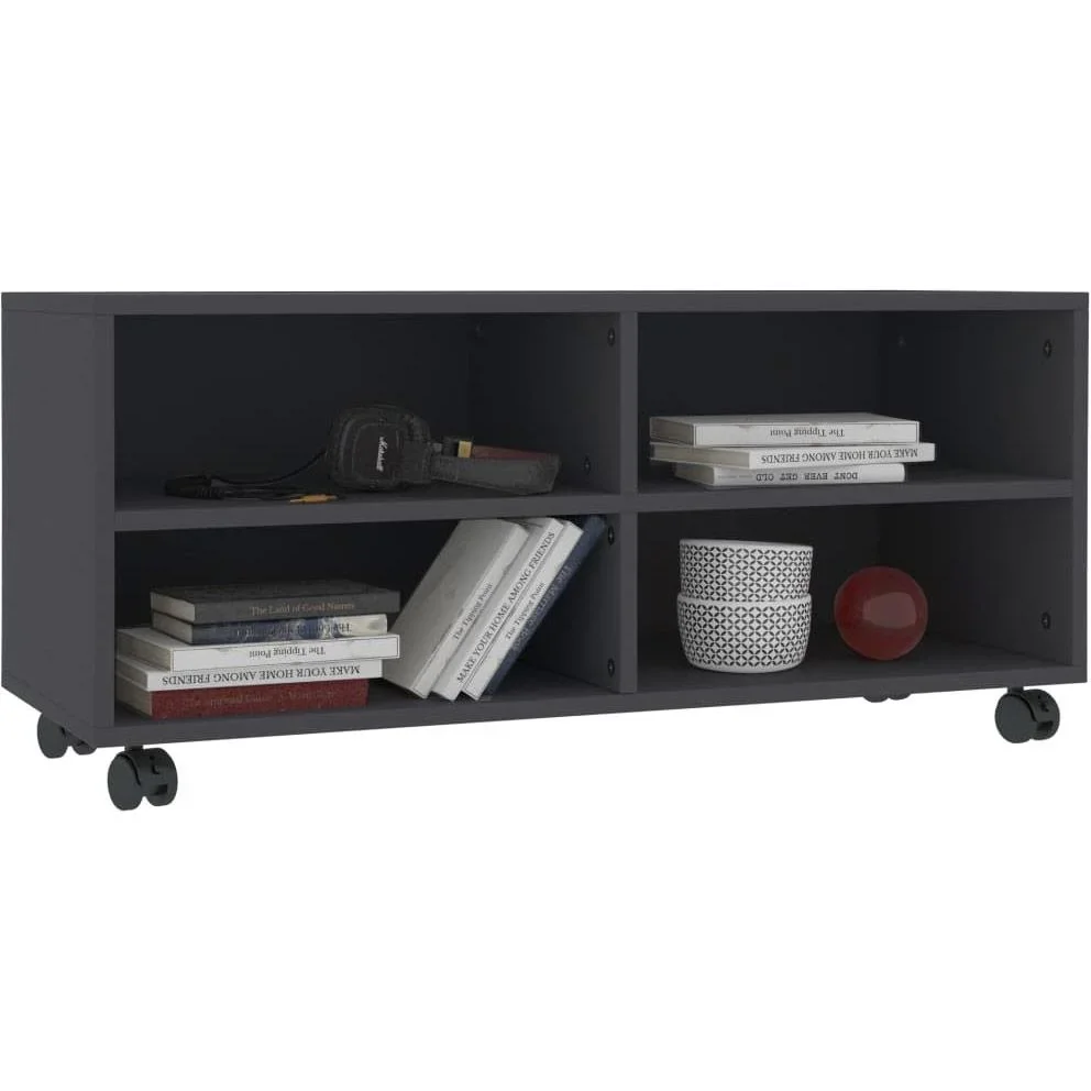 TV-Schrank mit Rollen 90x35x35 cm Spanplatte grau - 1