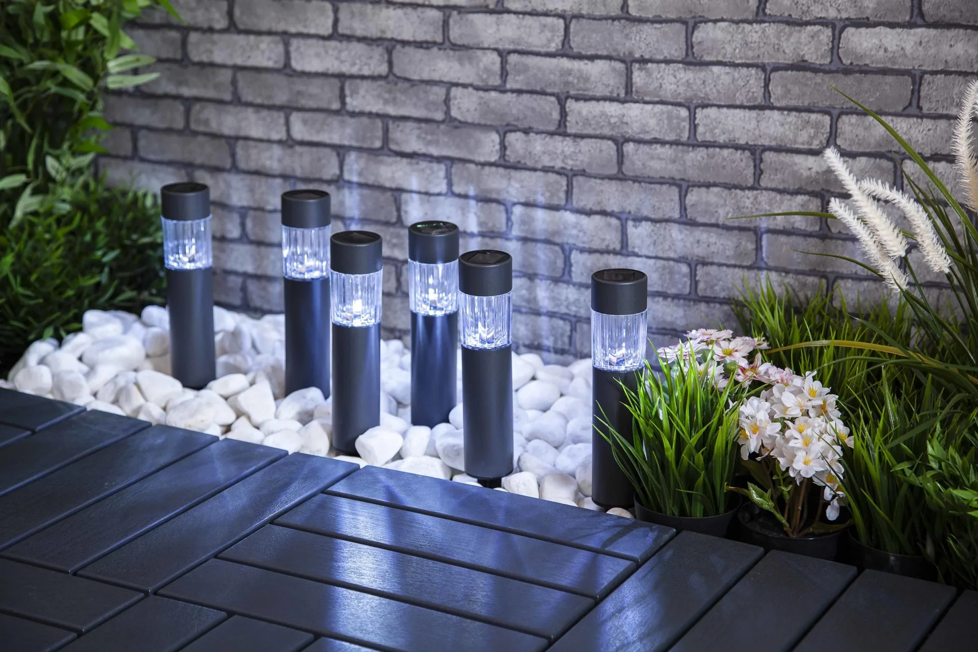 Solar Poller Leuchten in dunkelgrau - 6er Set - 0